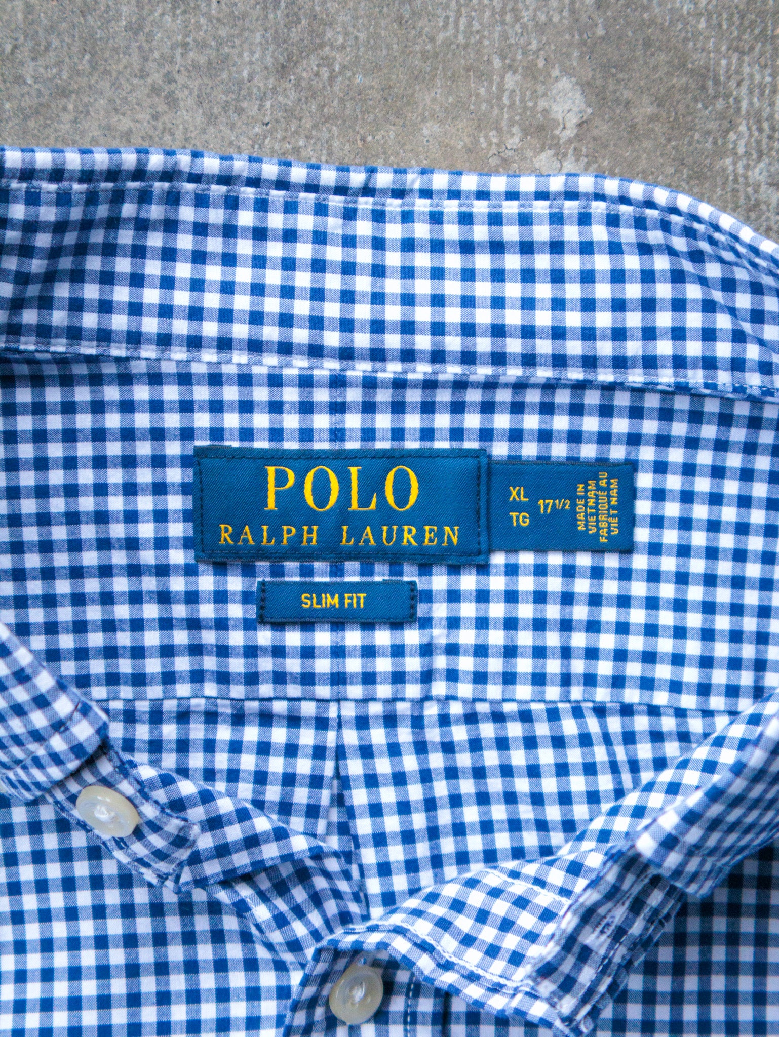 Vintage Blue Check Polo Ralph Lauren Shirt (XL)