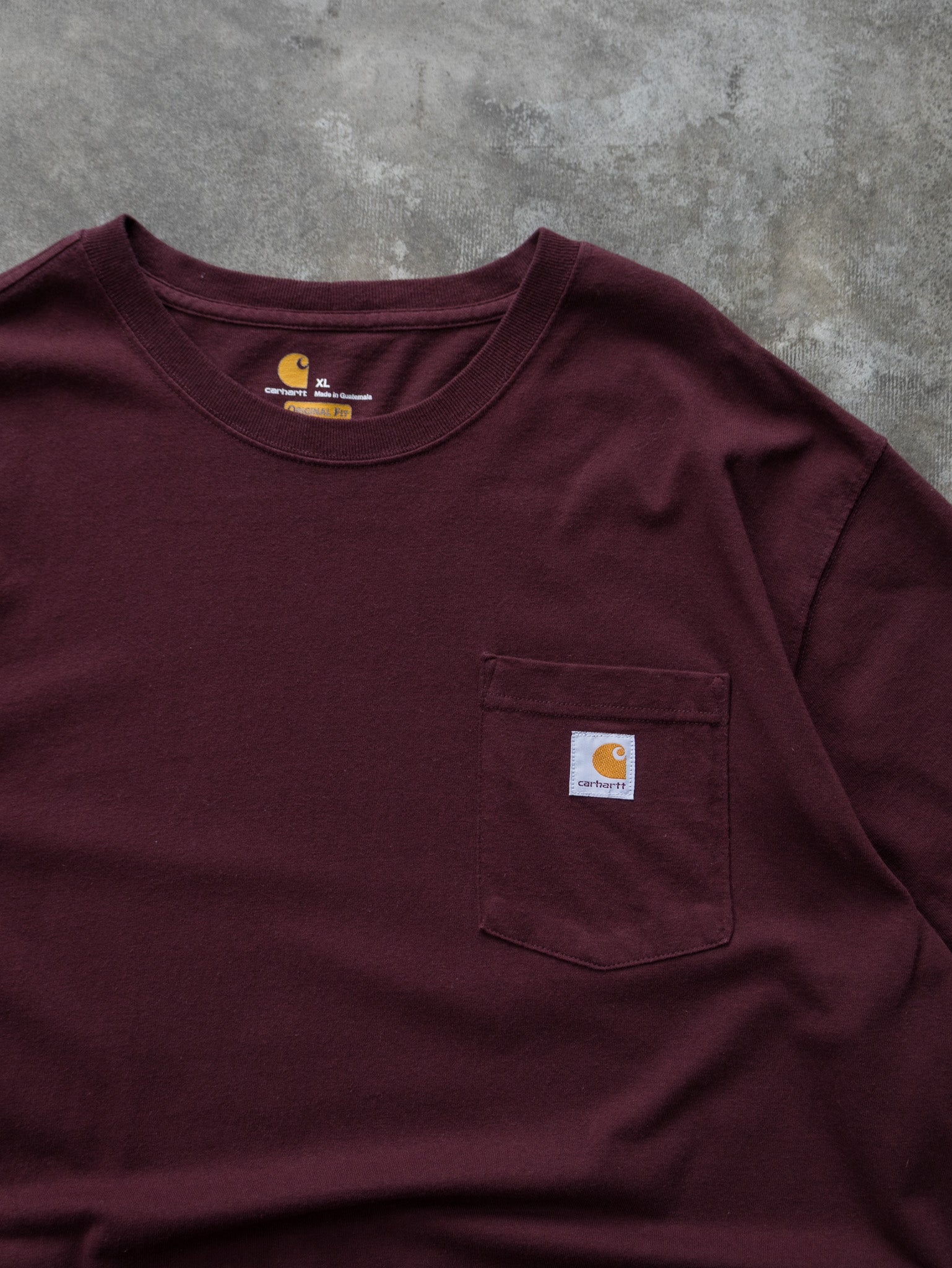 Vintage Burgundy Carhartt Pocket Tee (XL)