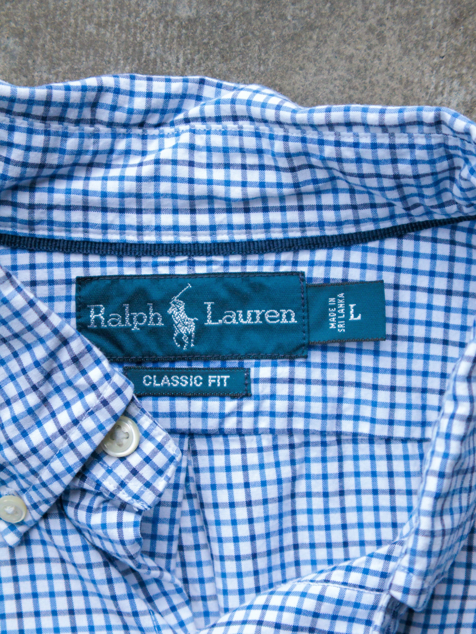 Vintage Blue Check Ralph Lauren Shirt (L)