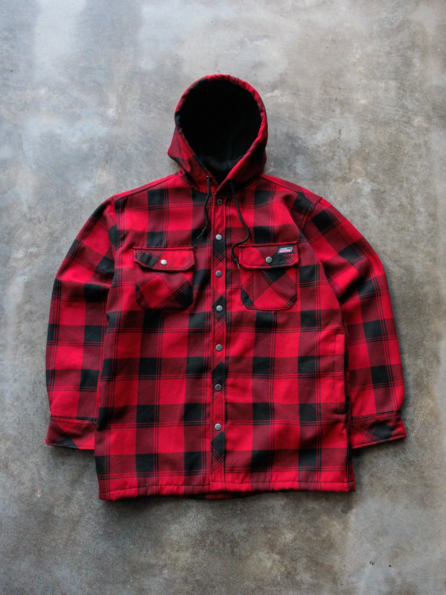 Vintage Plaid Dickies Hooded Fleece Jacket (M)