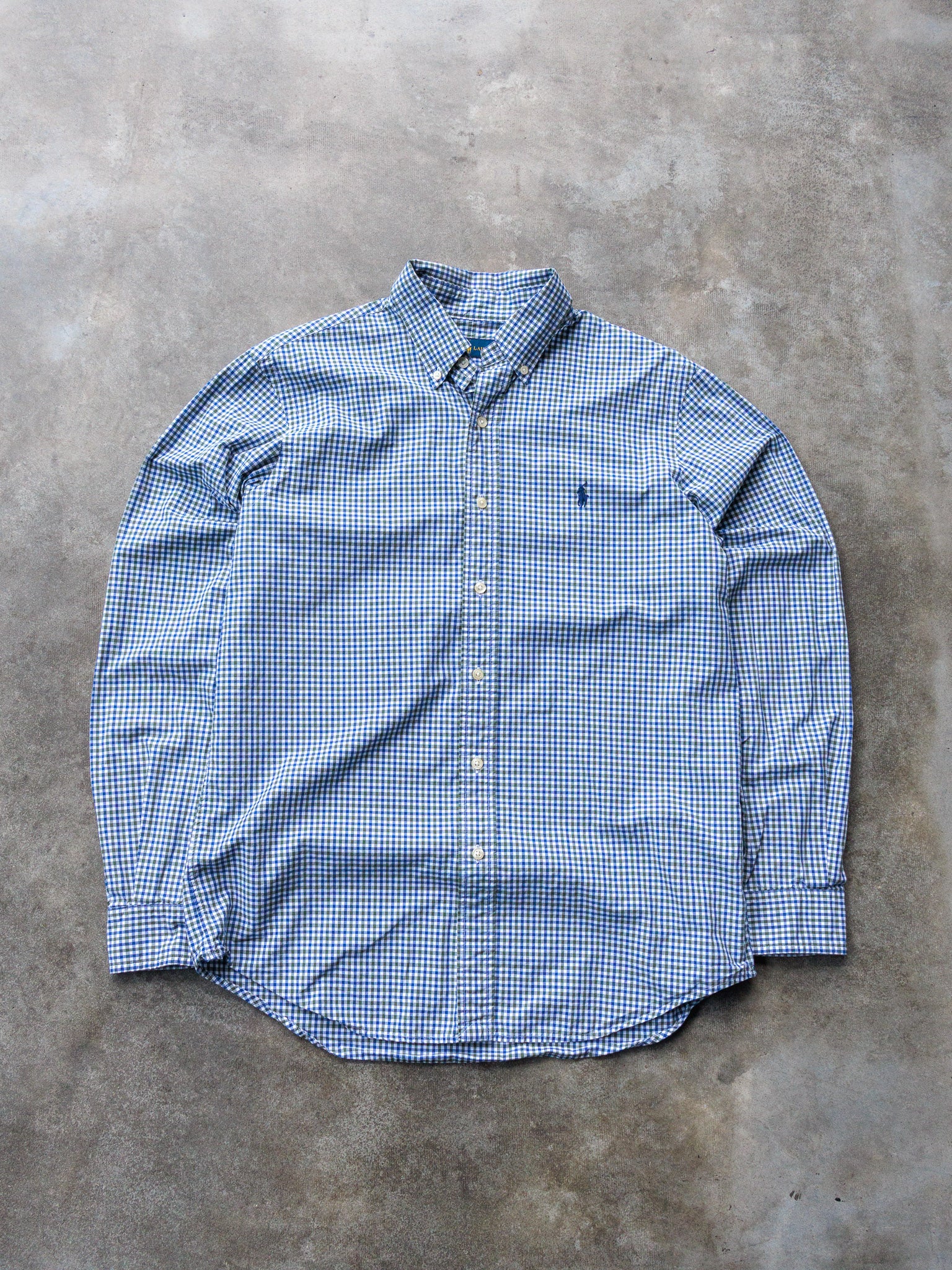 Vintage Blue & Green Gingham Ralph Lauren Shirt (M)