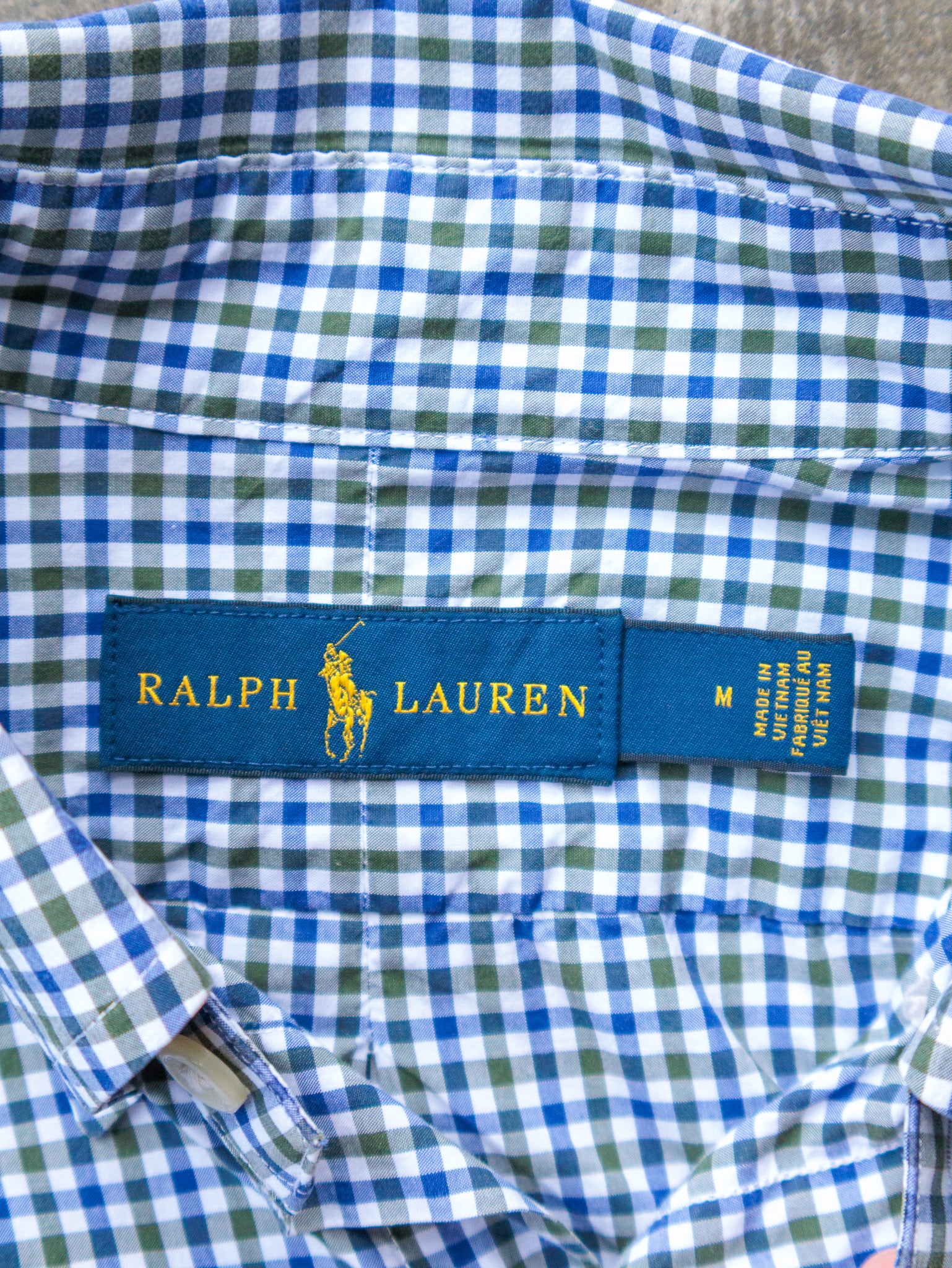 Vintage Blue & Green Gingham Ralph Lauren Shirt (M)