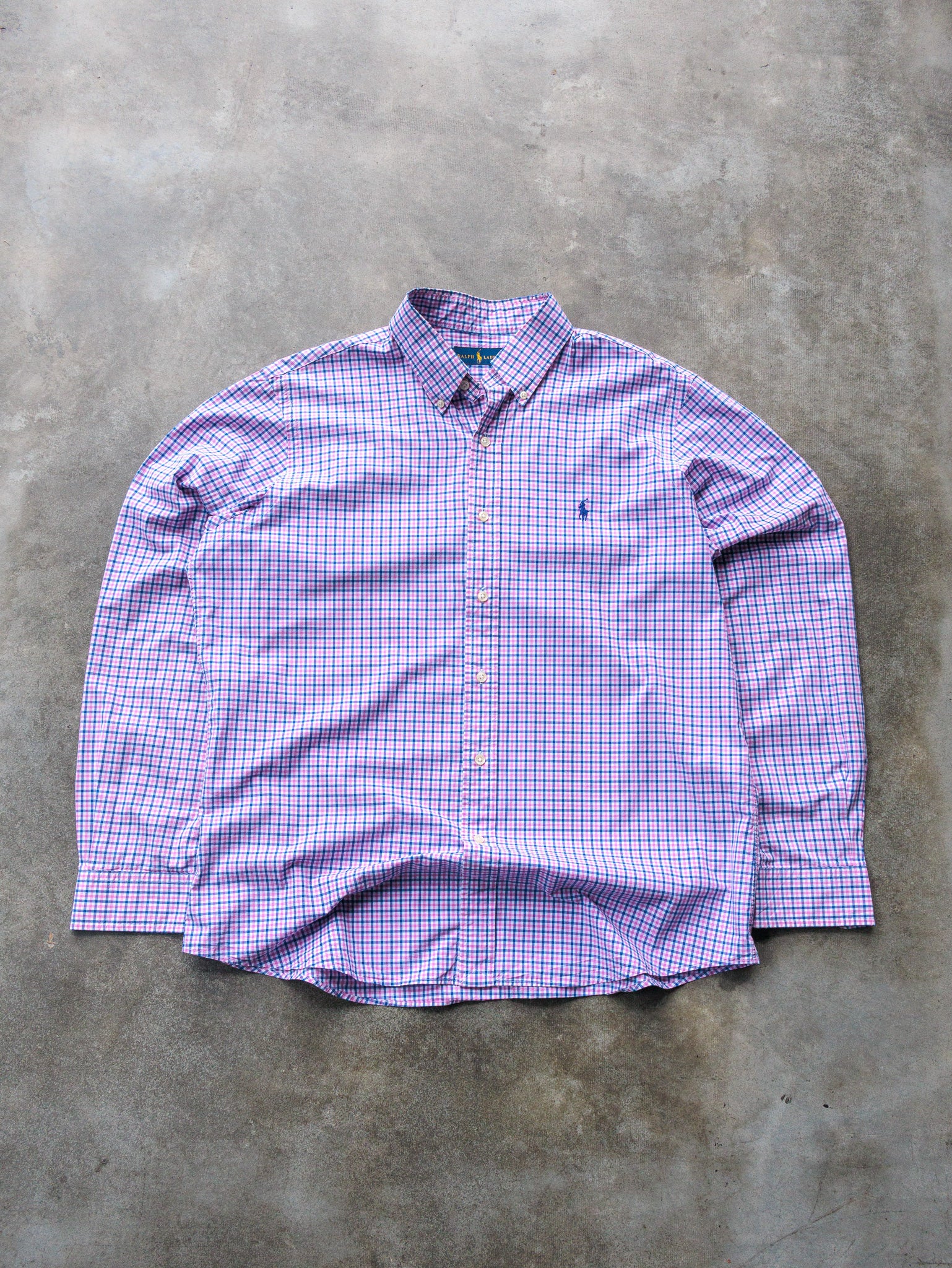 Vintage Pink & Blue Gingham Ralph Lauren Shirt (L)
