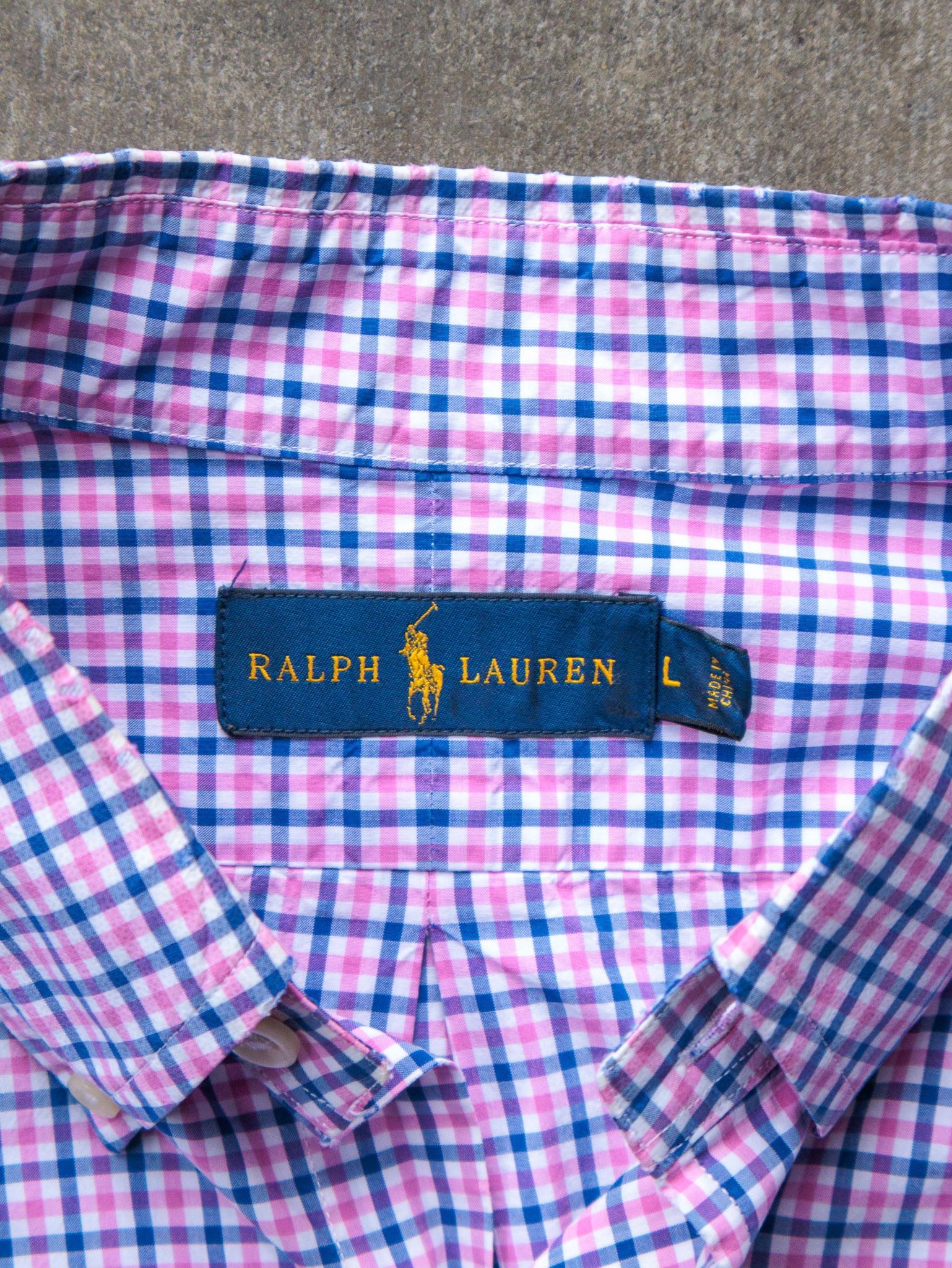 Vintage Pink & Blue Gingham Ralph Lauren Shirt (L)