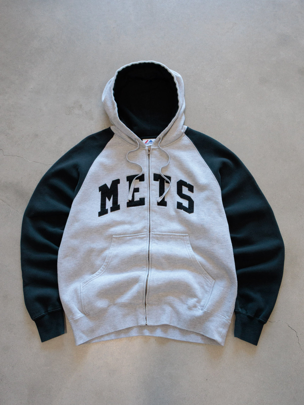 Vintage Grey Majestic New York Mets Full Zip Hoodie (-)