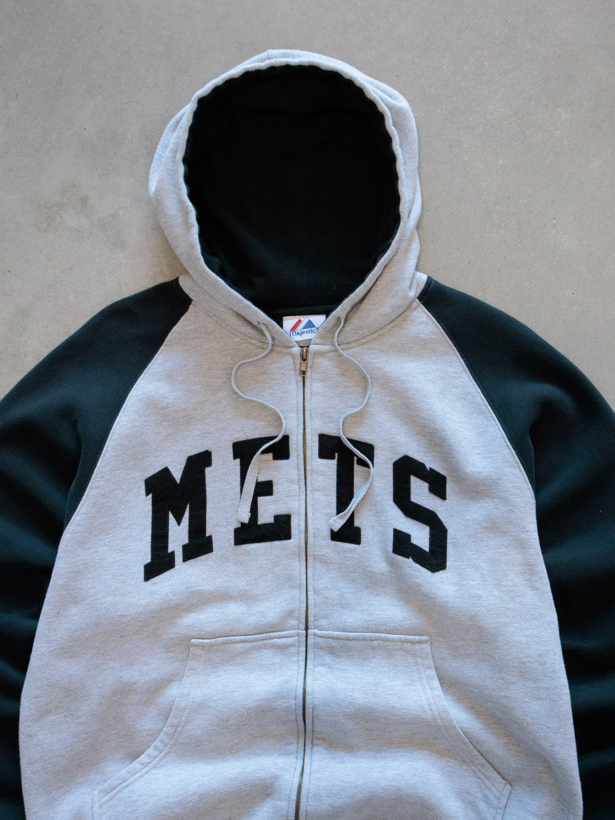 Vintage Grey Majestic New York Mets Full Zip Hoodie (-)