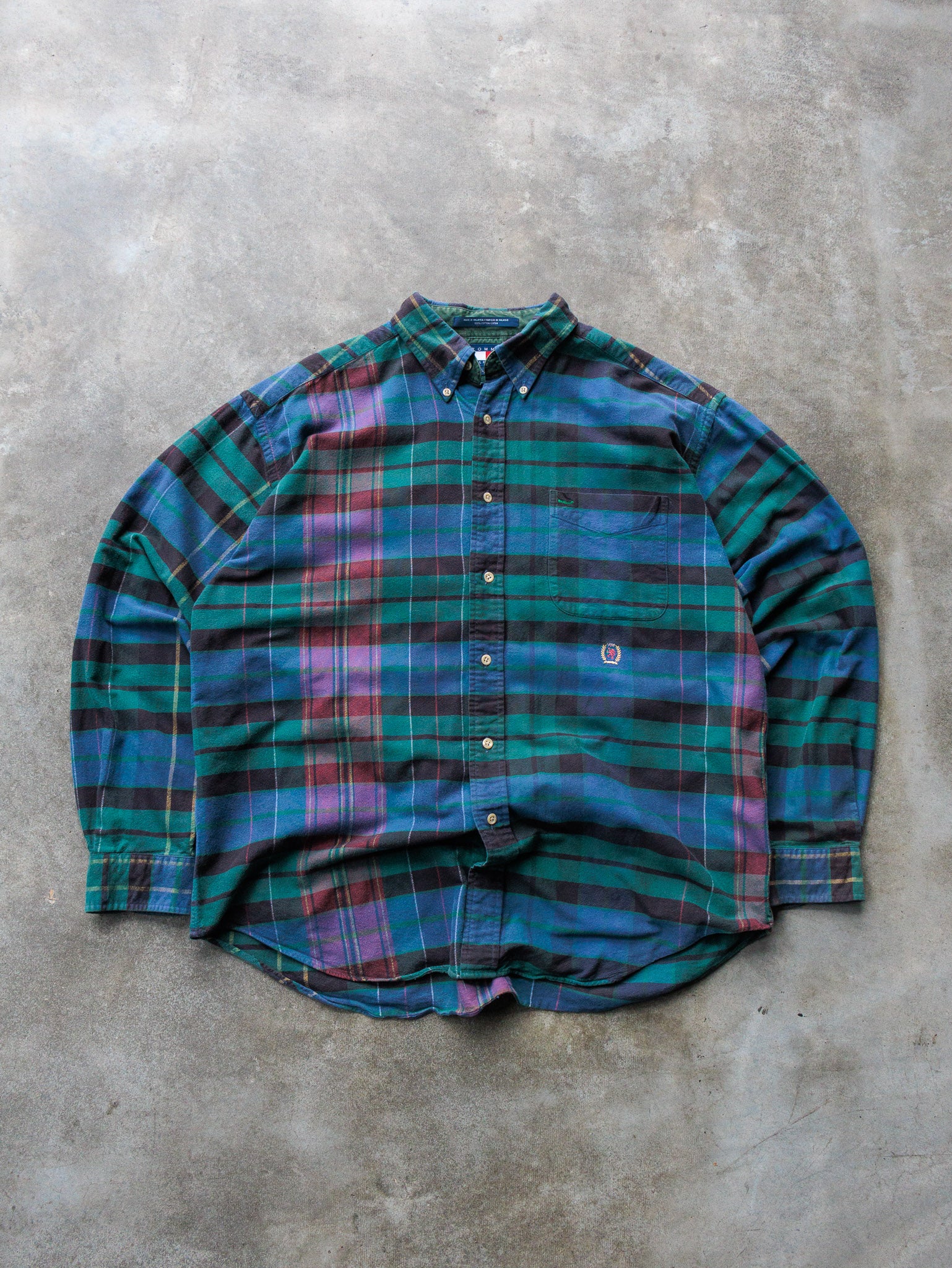 Vintage 90s Multicolor Plaid Tommy Hilfiger Shirt (L)