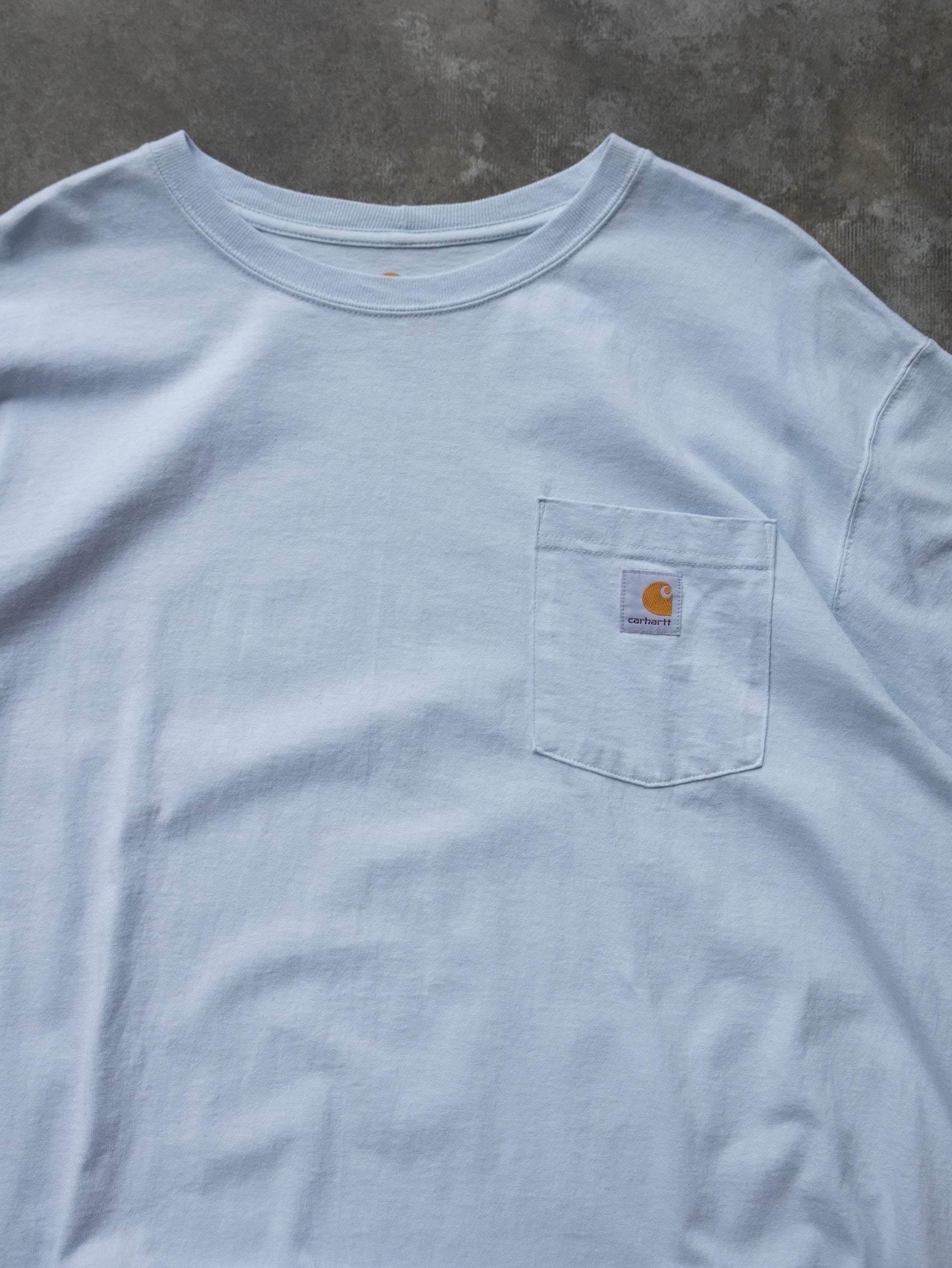 Vintage Light Blue Carhartt Pocket Tee (XL)