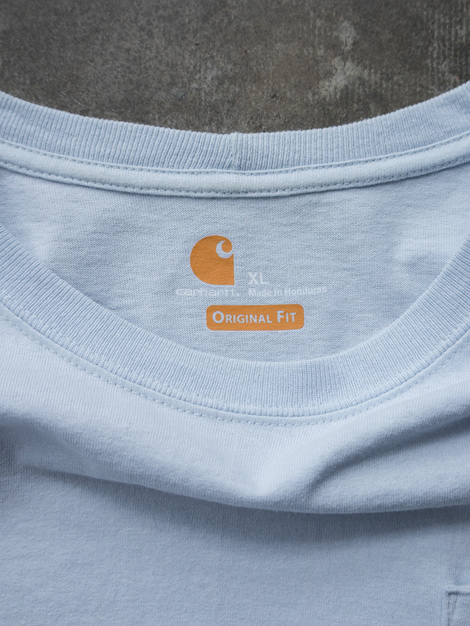 Vintage Light Blue Carhartt Pocket Tee (XL)