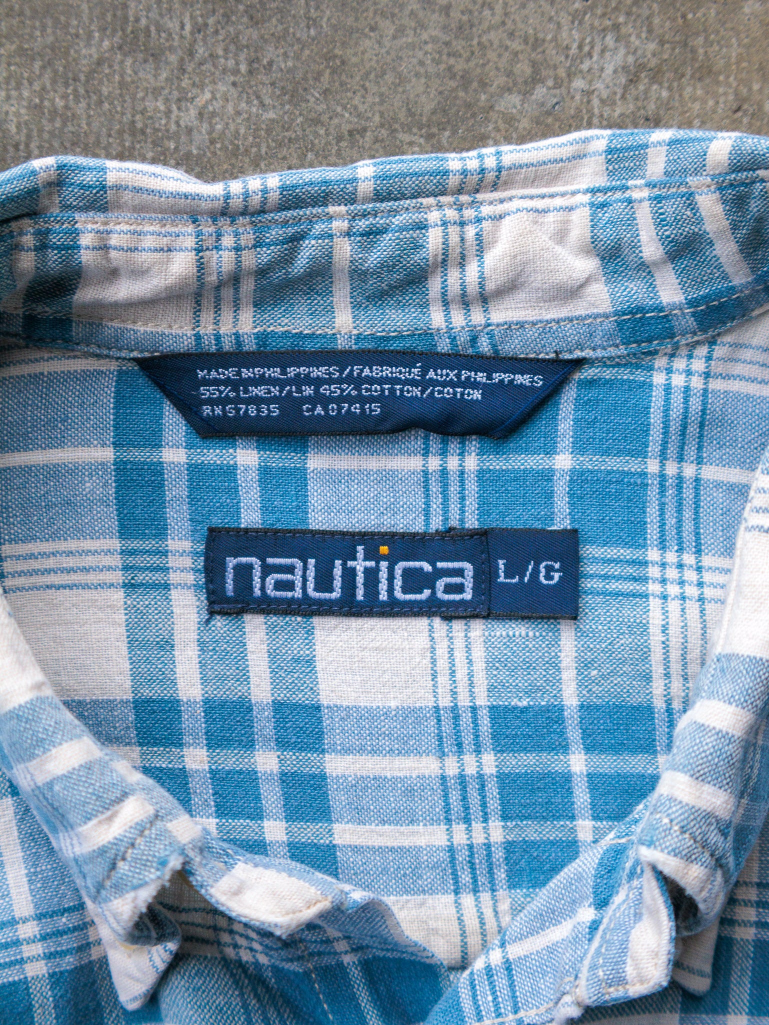 Vintage 90s Blue Plaid Nautica Shirt (L)