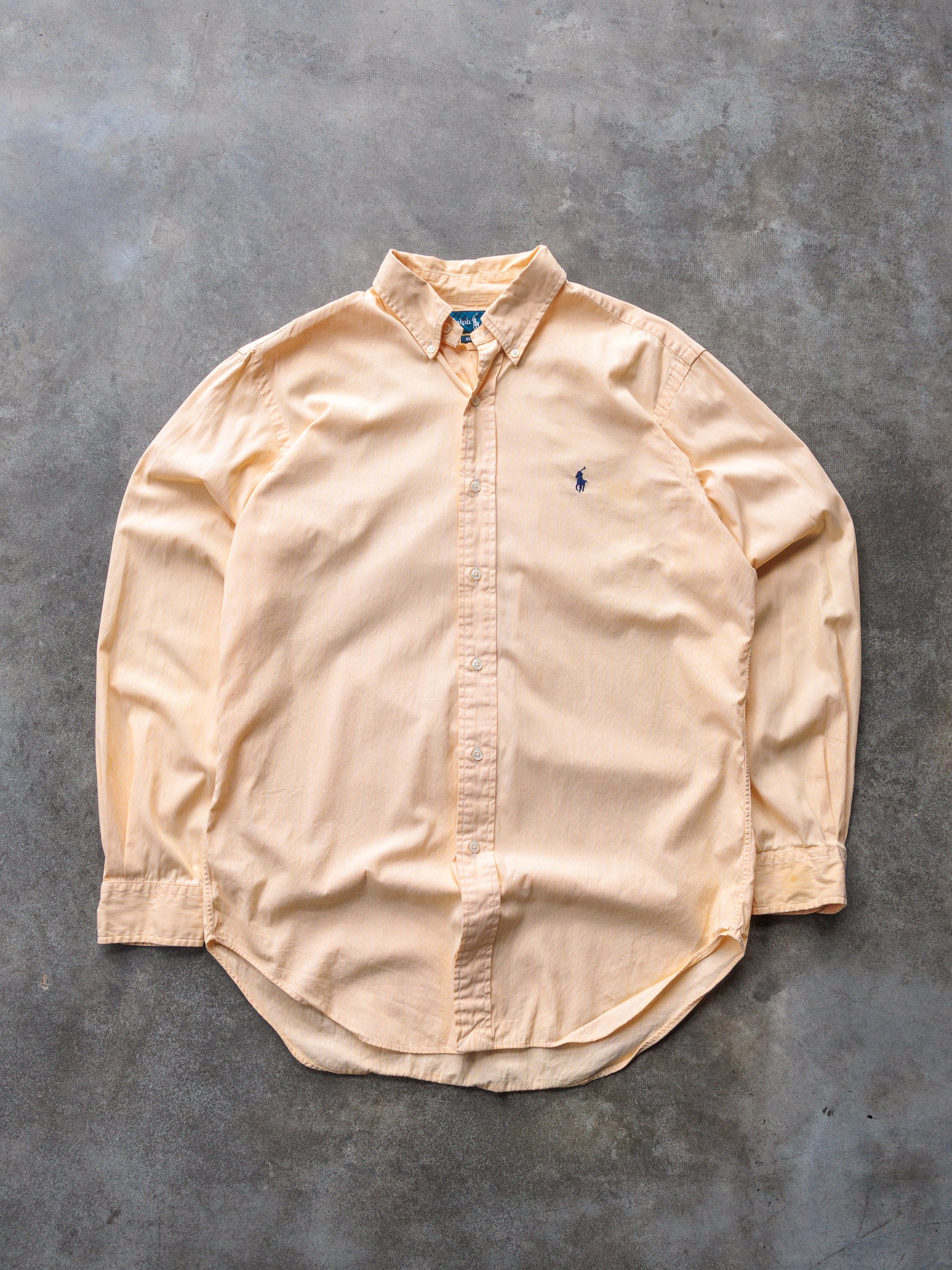 Vintage Yellow Pinstripe Ralph Lauren Shirt (M)