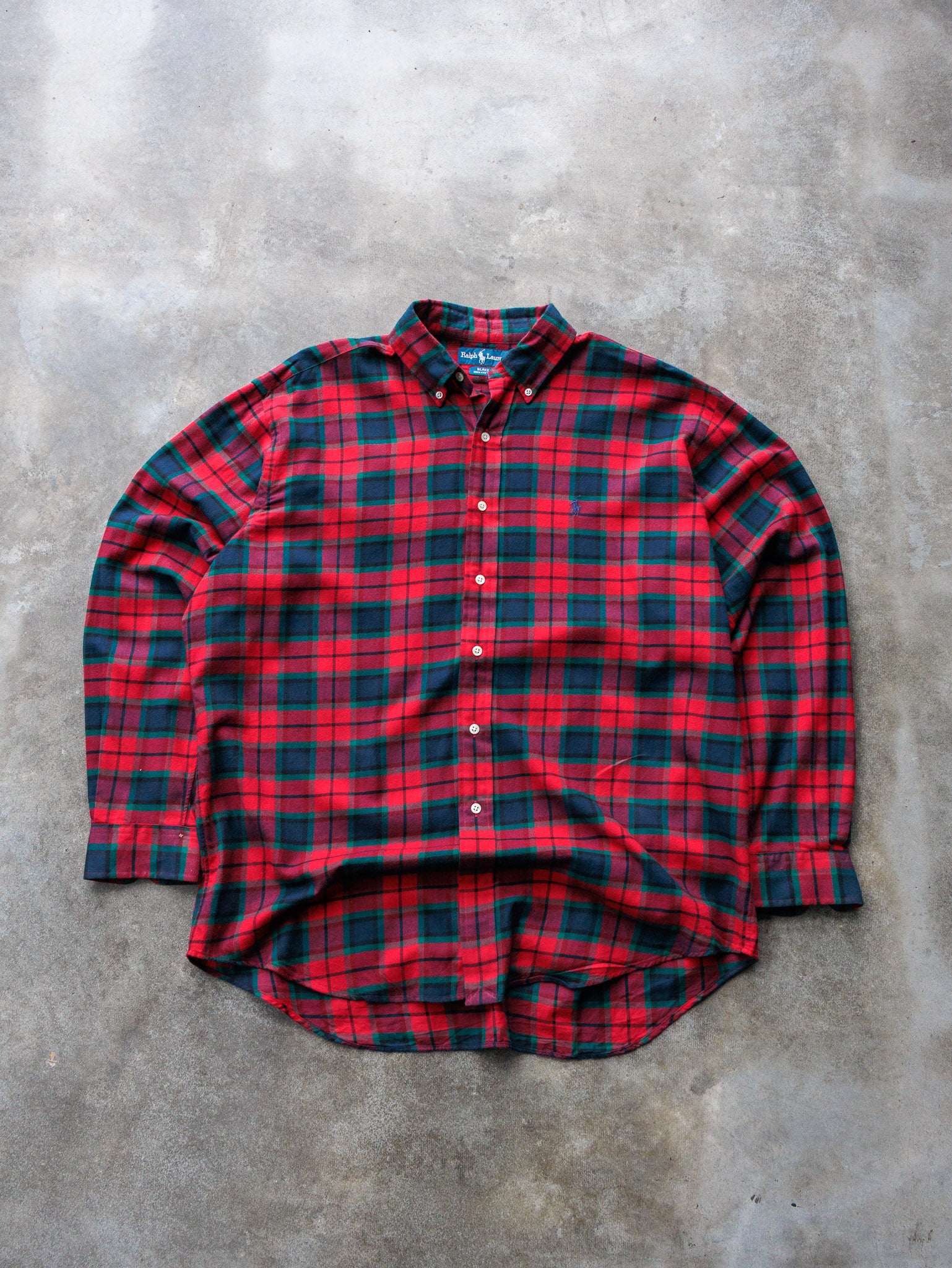 Vintage 90s Red & Green Plaid Ralph Lauren Shirt (L)