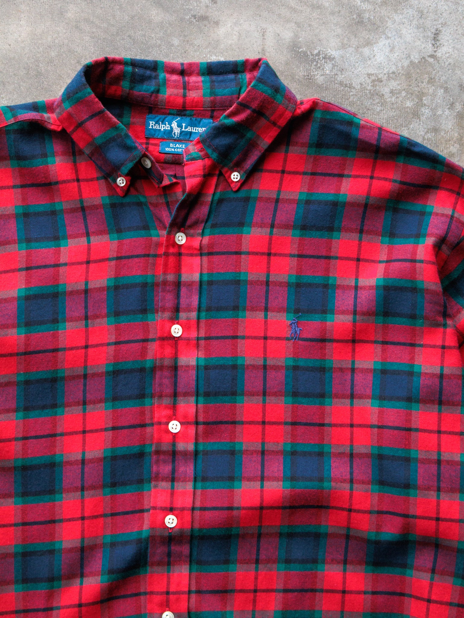 Vintage 90s Red & Green Plaid Ralph Lauren Shirt (L)