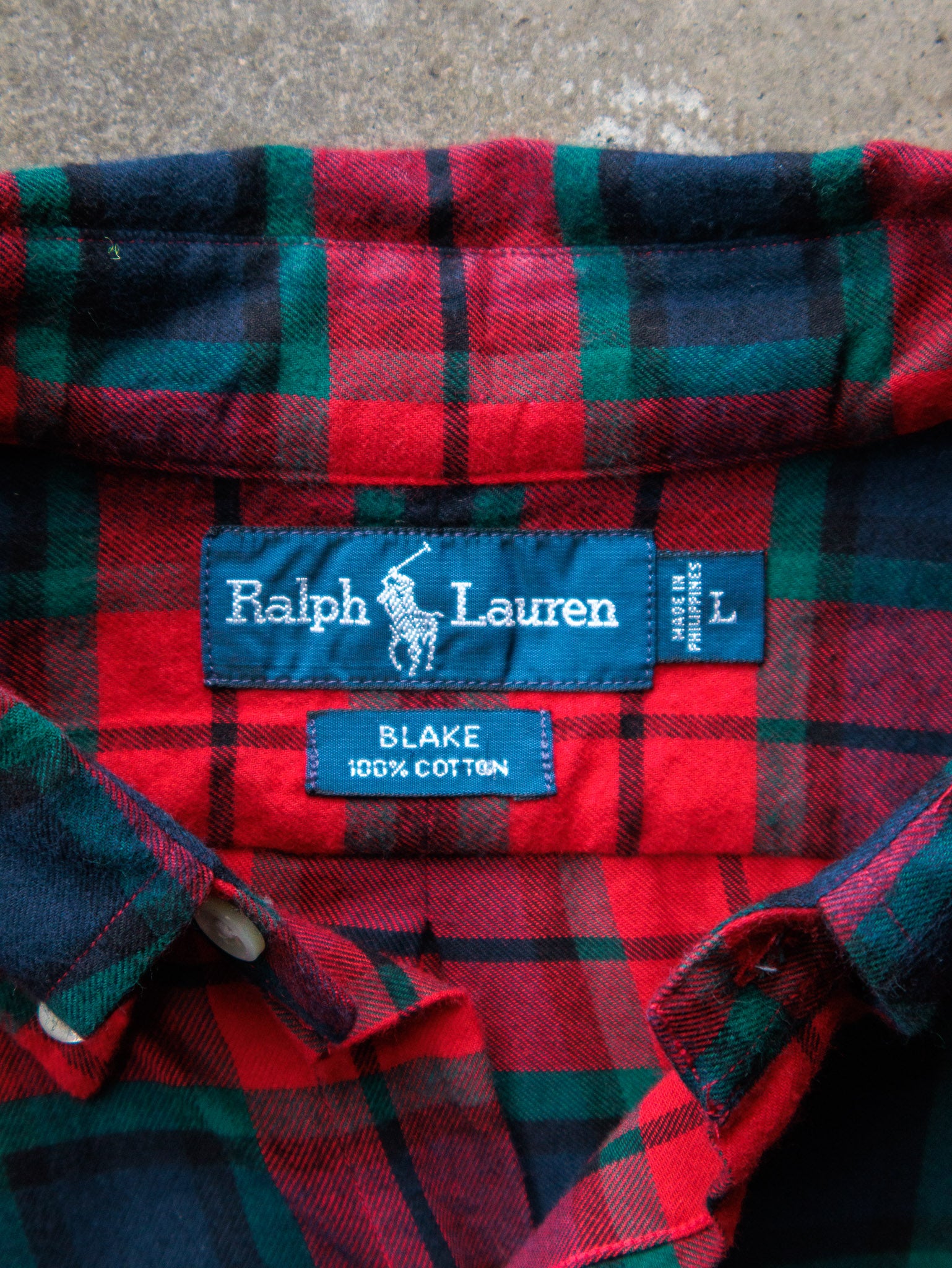 Vintage 90s Red & Green Plaid Ralph Lauren Shirt (L)