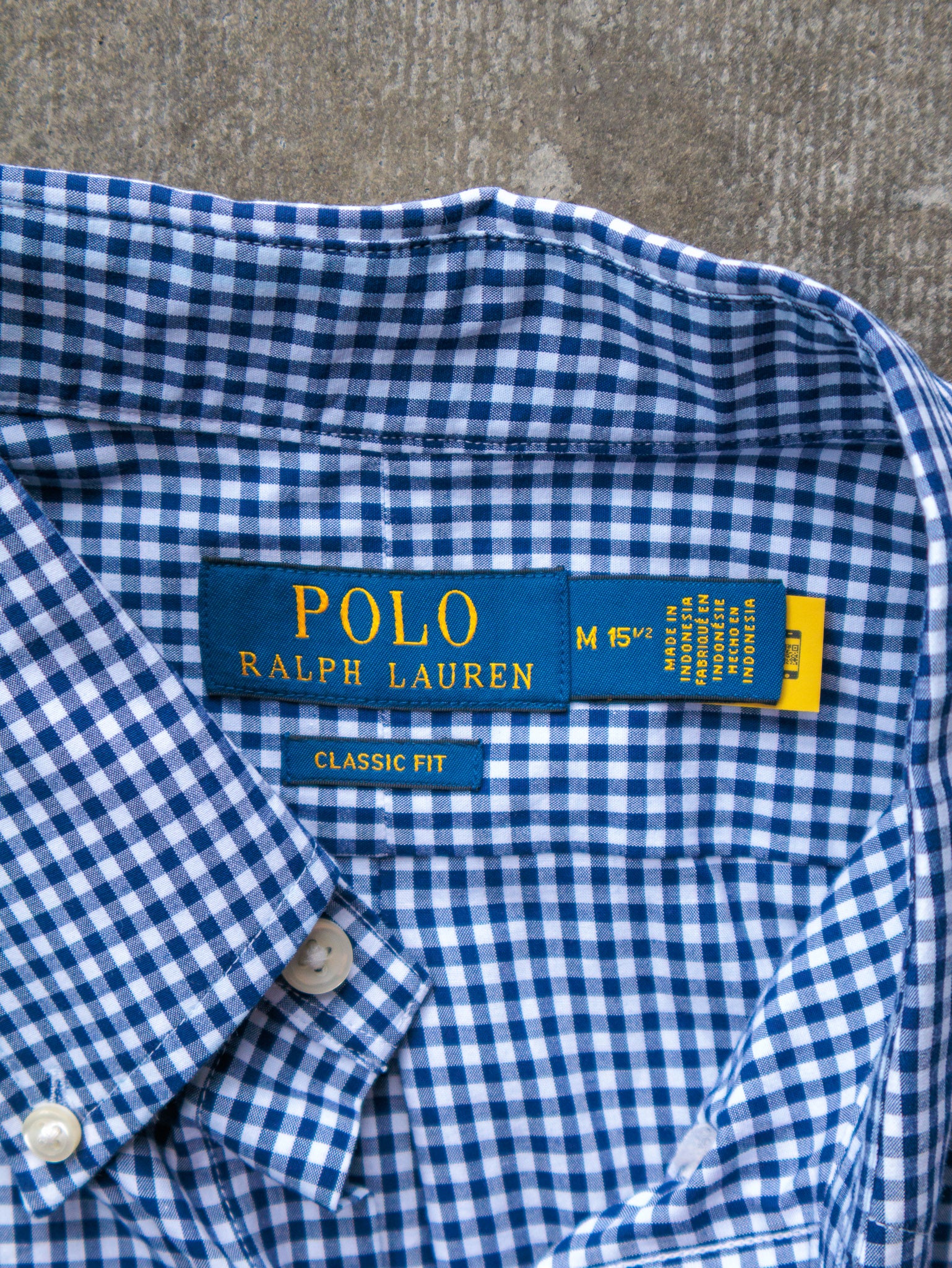 Vintage Blue & White Gingham Polo Ralph Lauren Shirt (M)