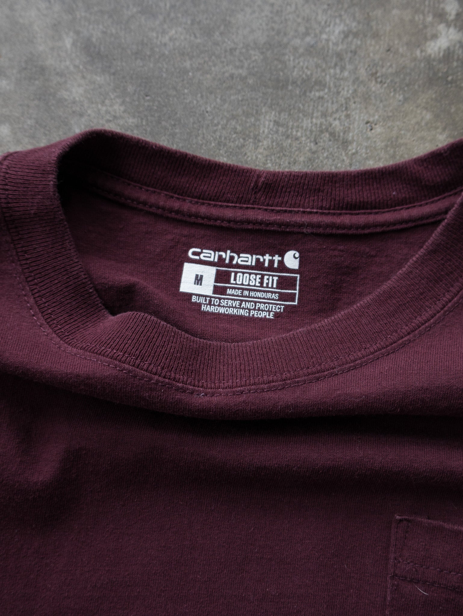 Vintage Burgundy Carhartt Pocket Tee (M)