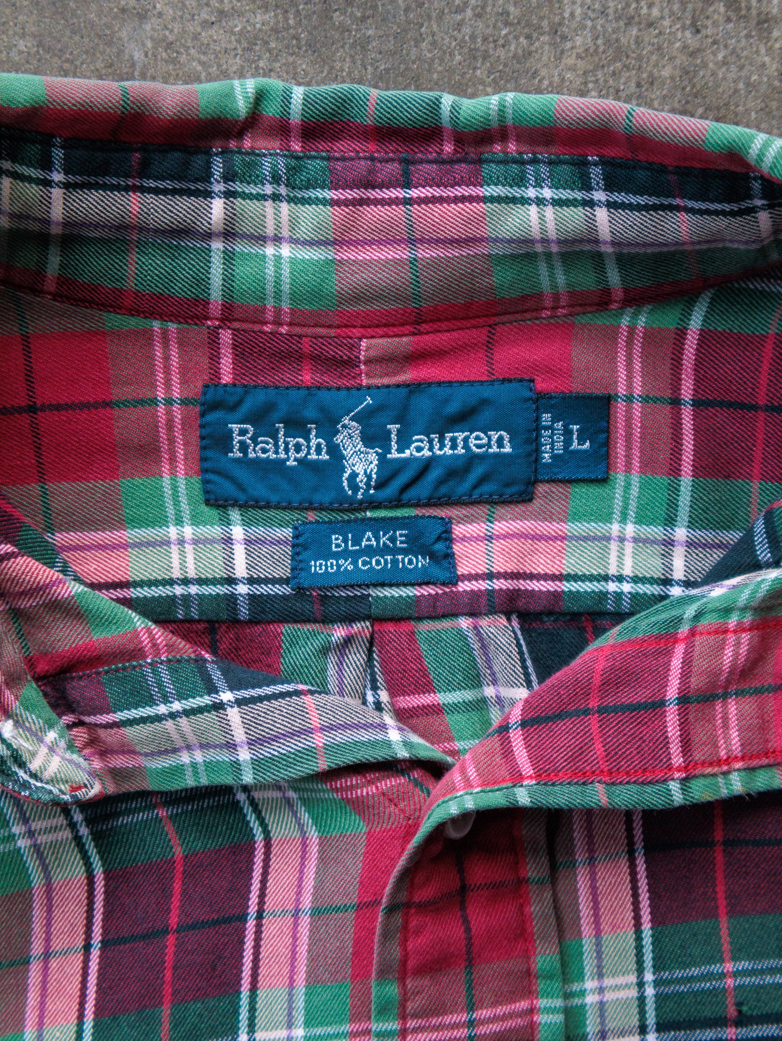 Vintage 90s Red & Green Plaid Ralph Lauren Shirt (L)
