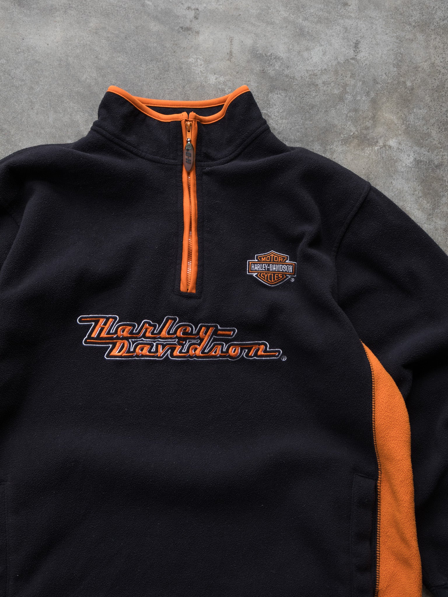 Vintage Harley-Davidson Black and Orange Fleece (L)
