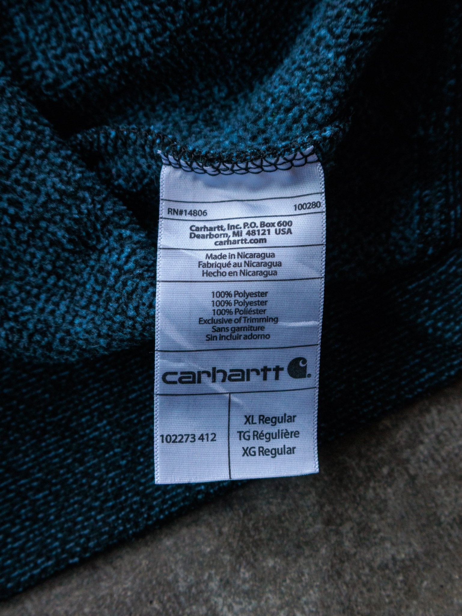 Vintage Carhartt Teal Zip Fleece Jacket (XL)