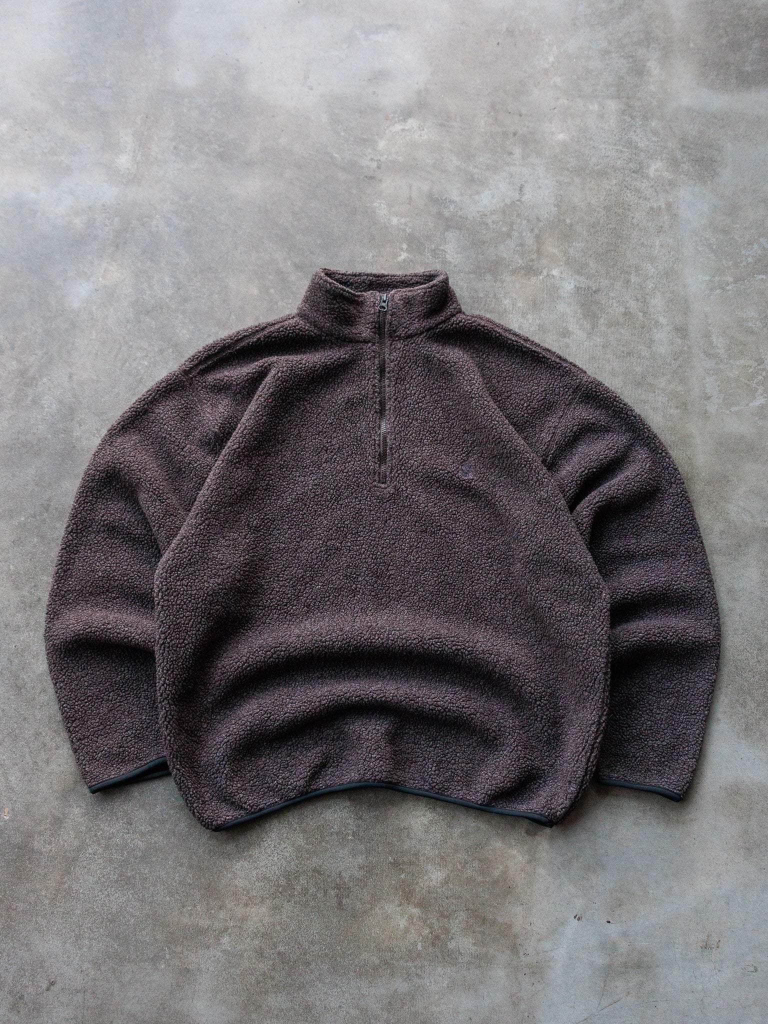 Vintage 00s Brown Nautica Quarter Zip Fleece Sweatshirt (M)