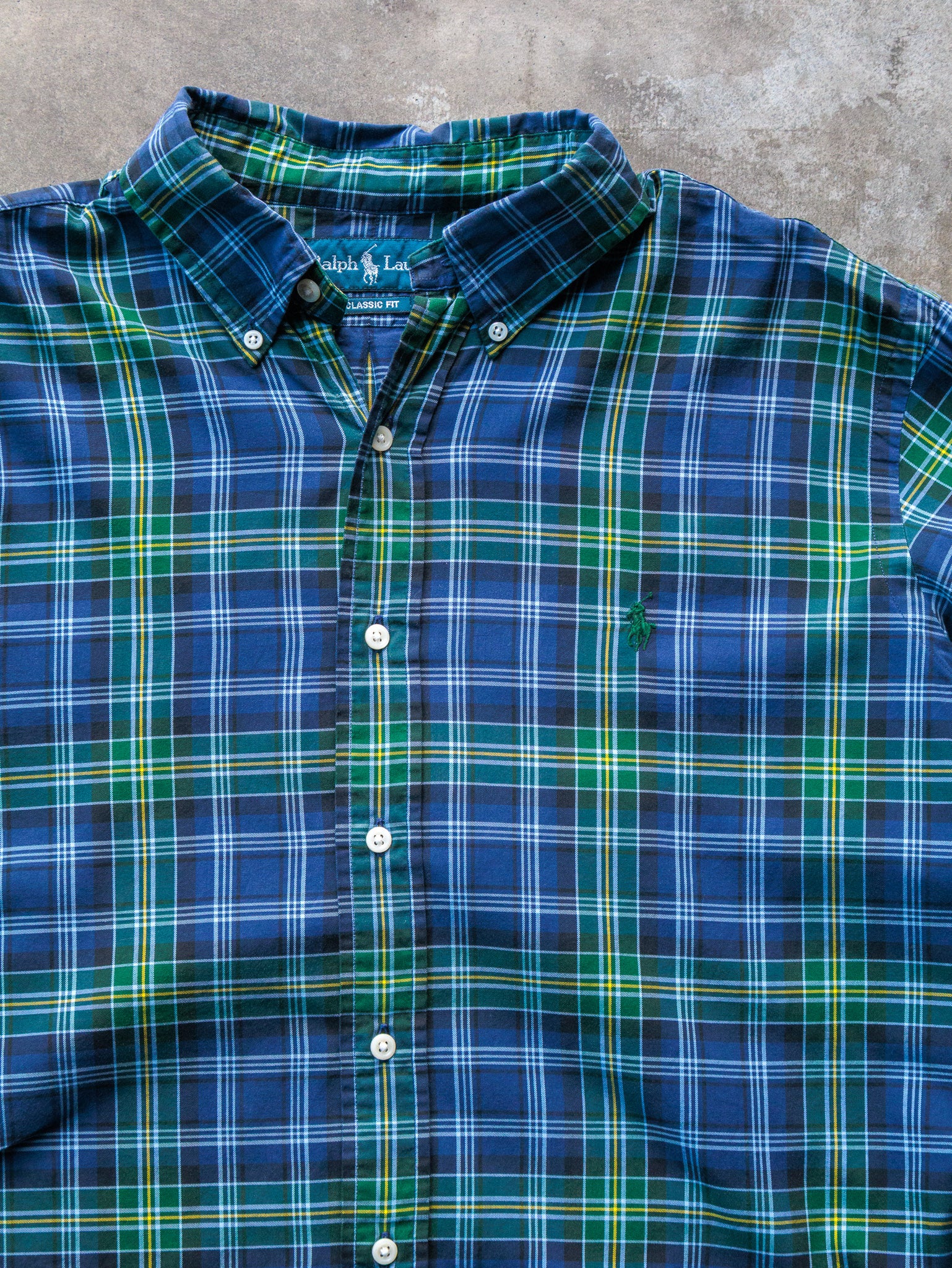 Vintage Blue & Green Plaid Ralph Lauren Shirt (L)