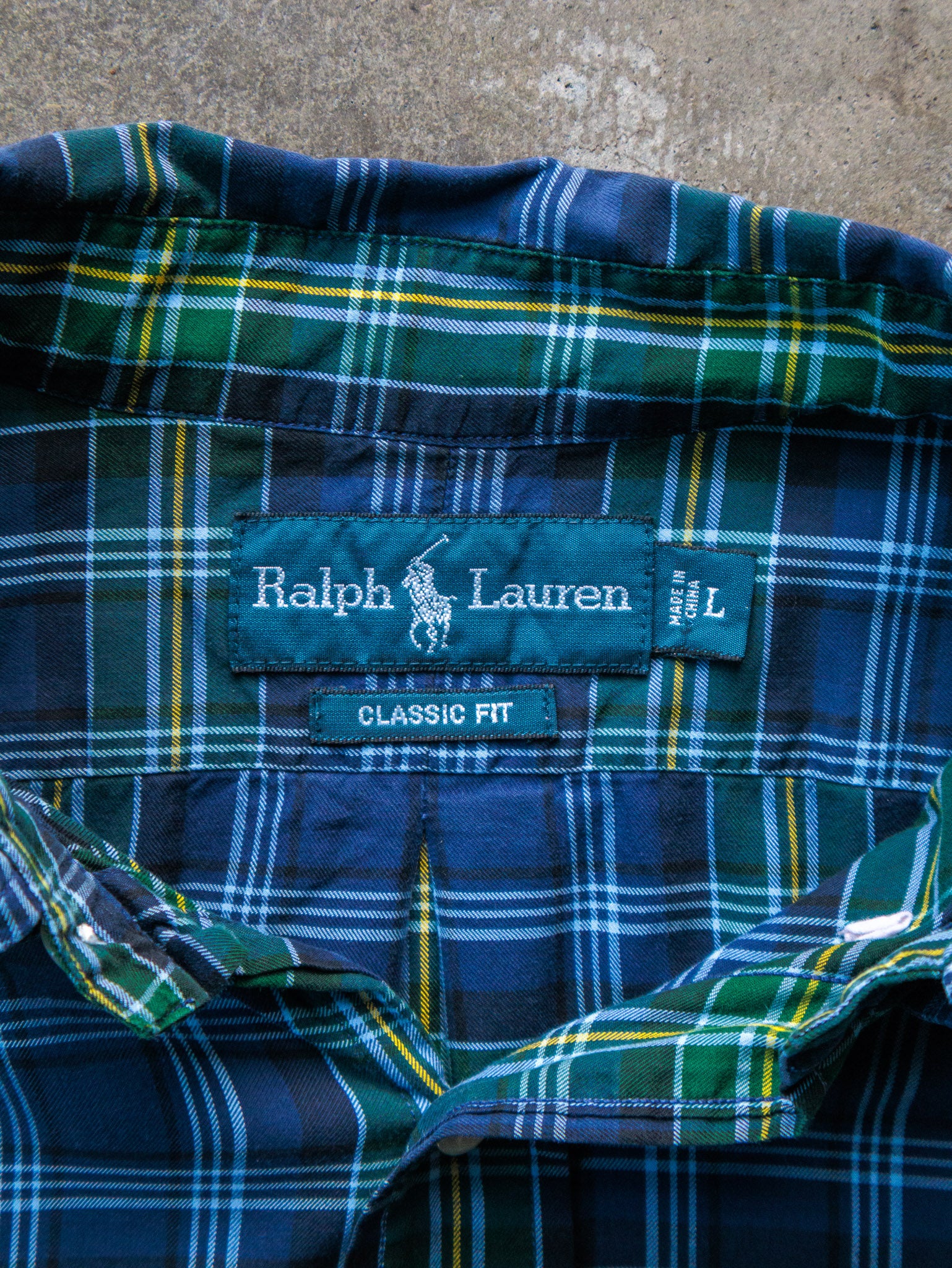 Vintage Blue & Green Plaid Ralph Lauren Shirt (L)