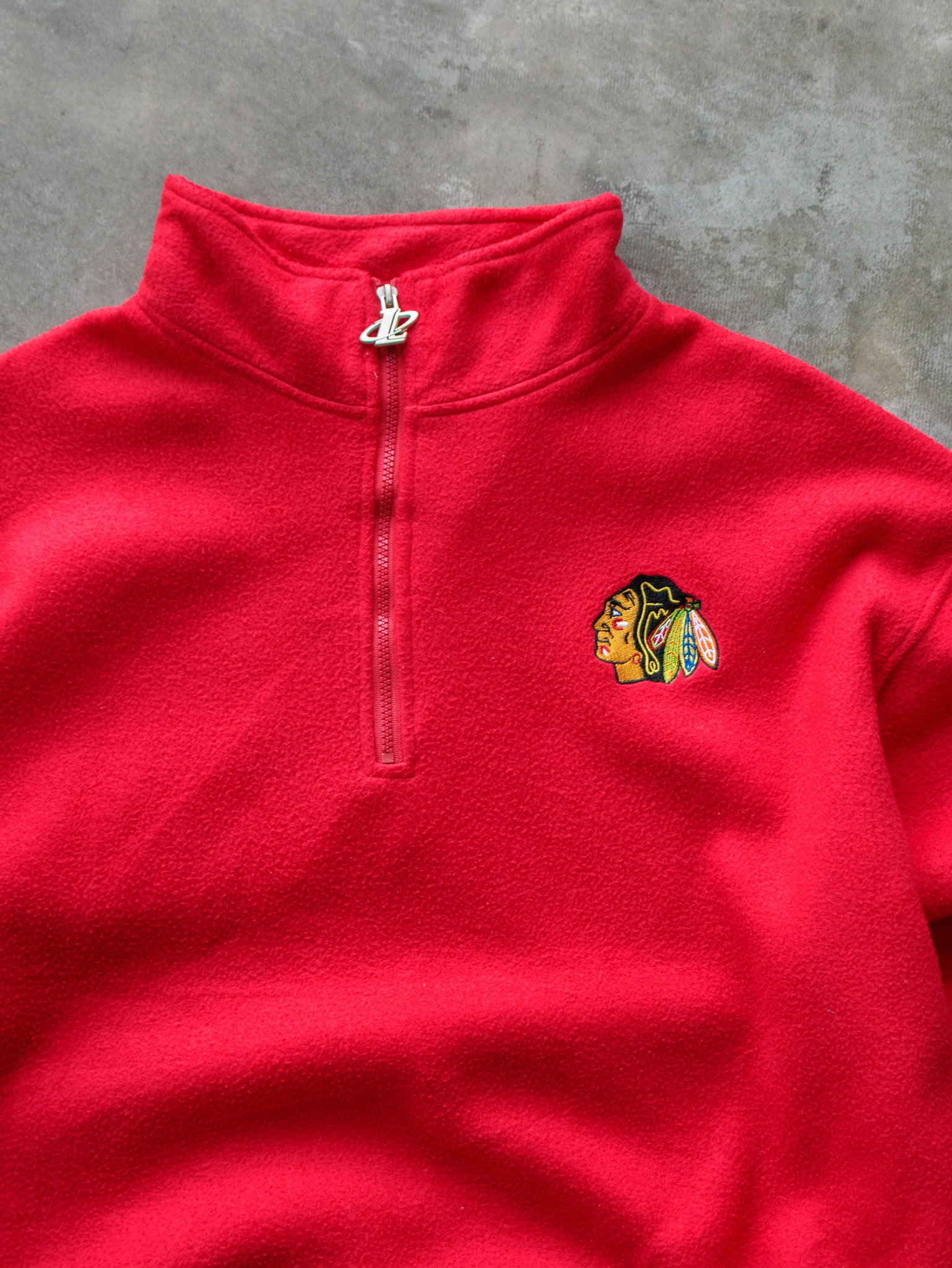 Vintage 90s Chicago Blackhawks Quarter Zip Fleece Sweatshirt (XL)