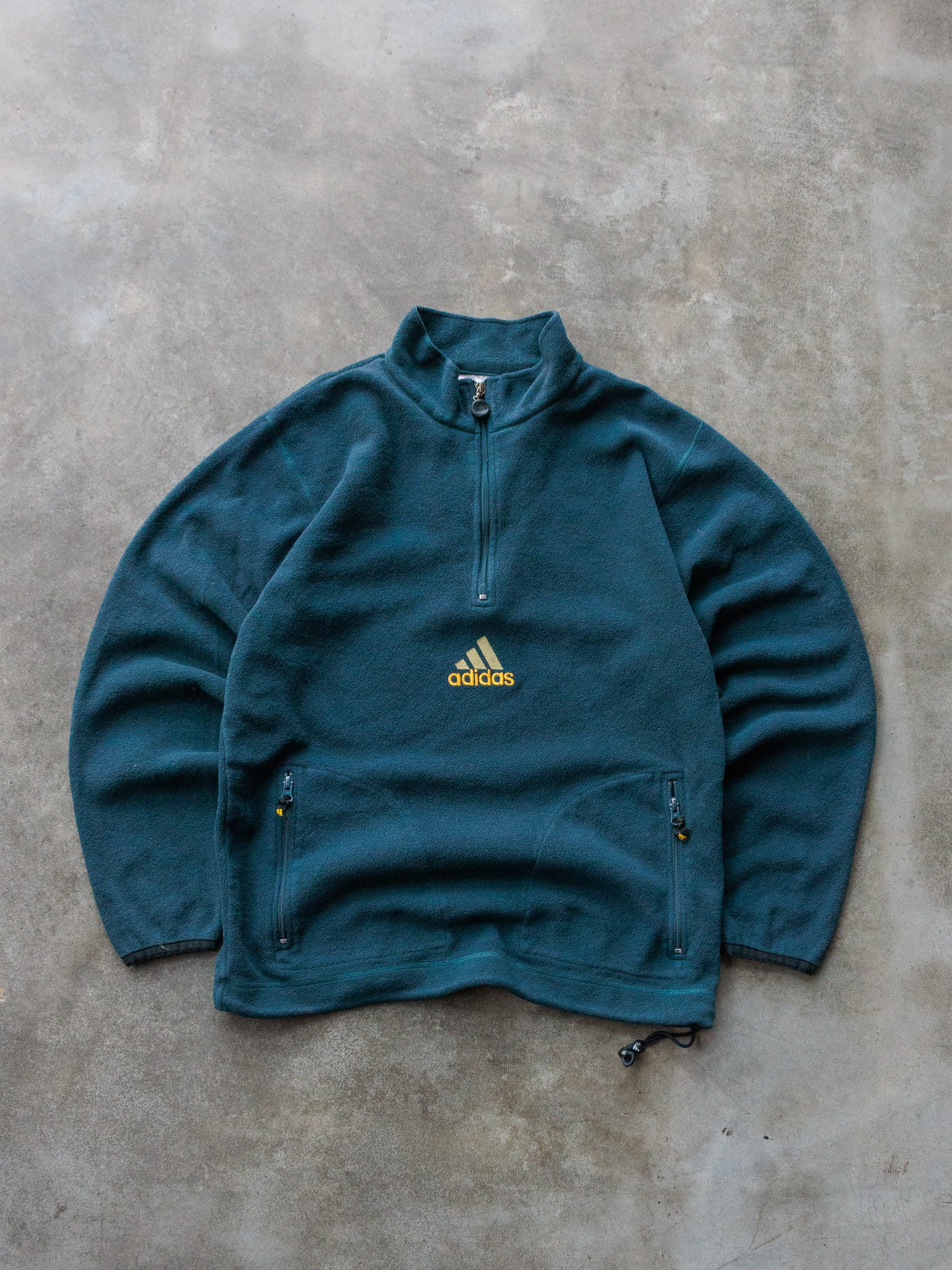 Vintage 90s Teal Adidas Quarter Zip Fleece Sweatshirt (M)