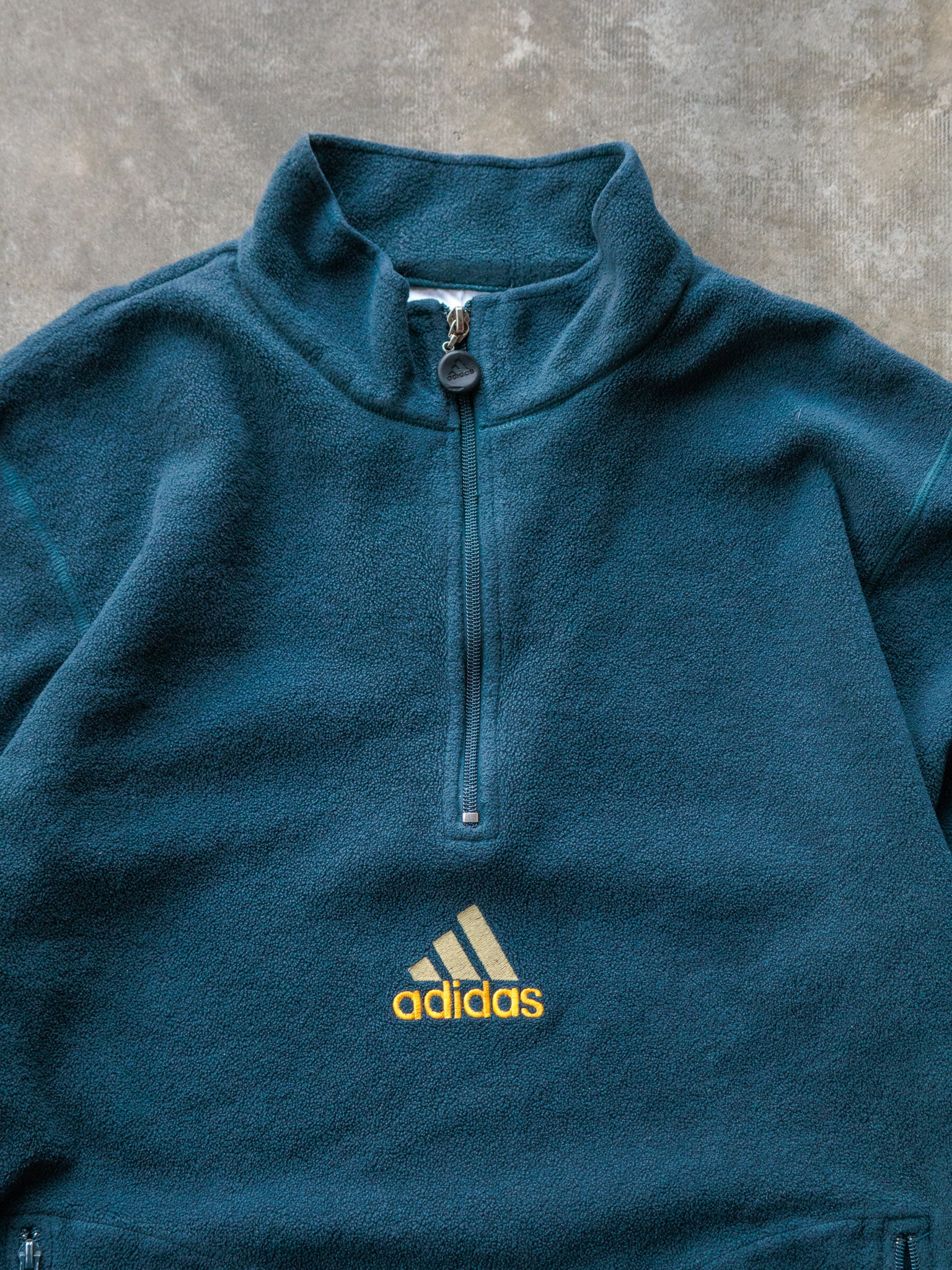 Vintage 90s Teal Adidas Quarter Zip Fleece Sweatshirt (M)