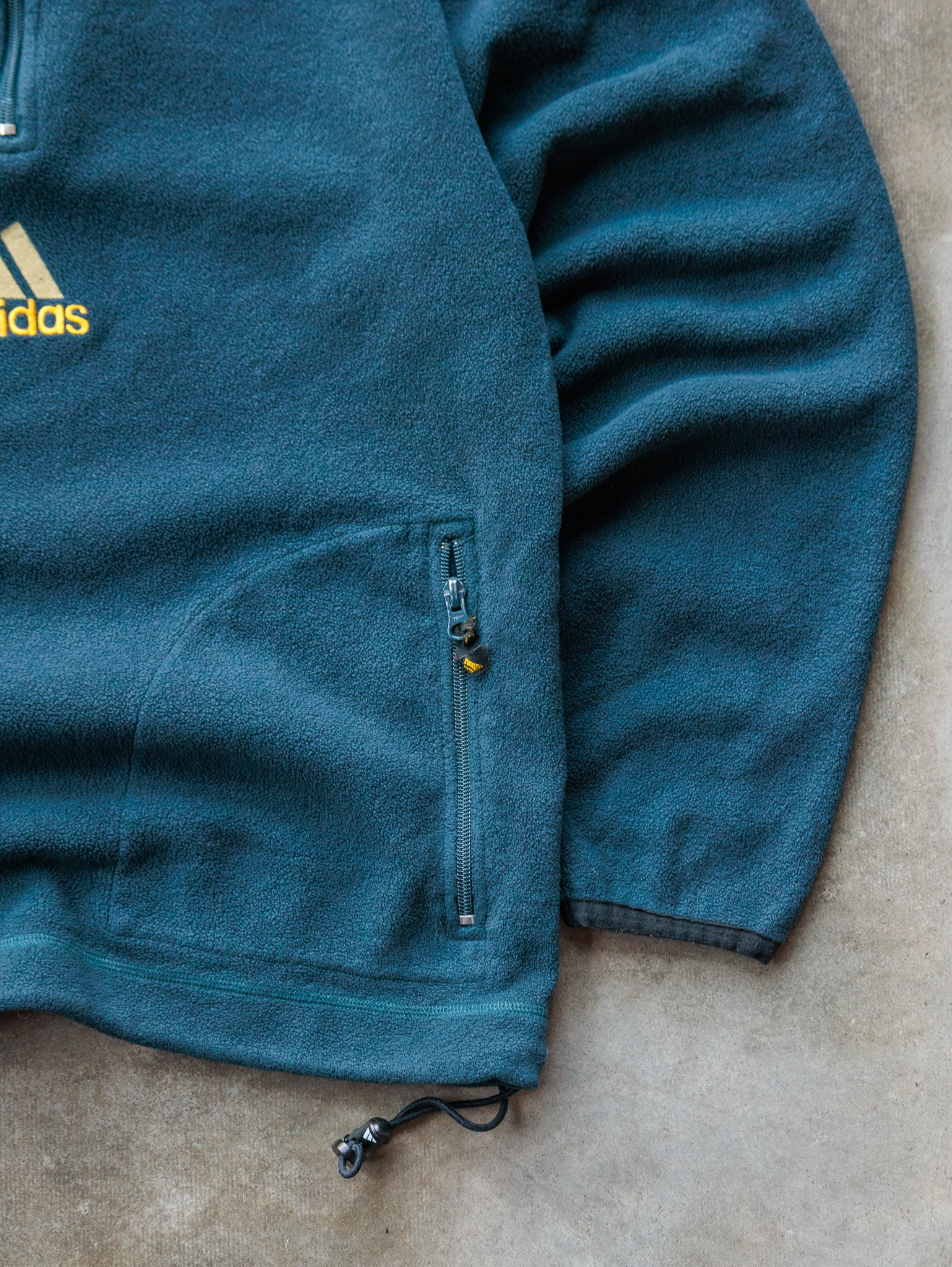 Vintage 90s Teal Adidas Quarter Zip Fleece Sweatshirt (M)