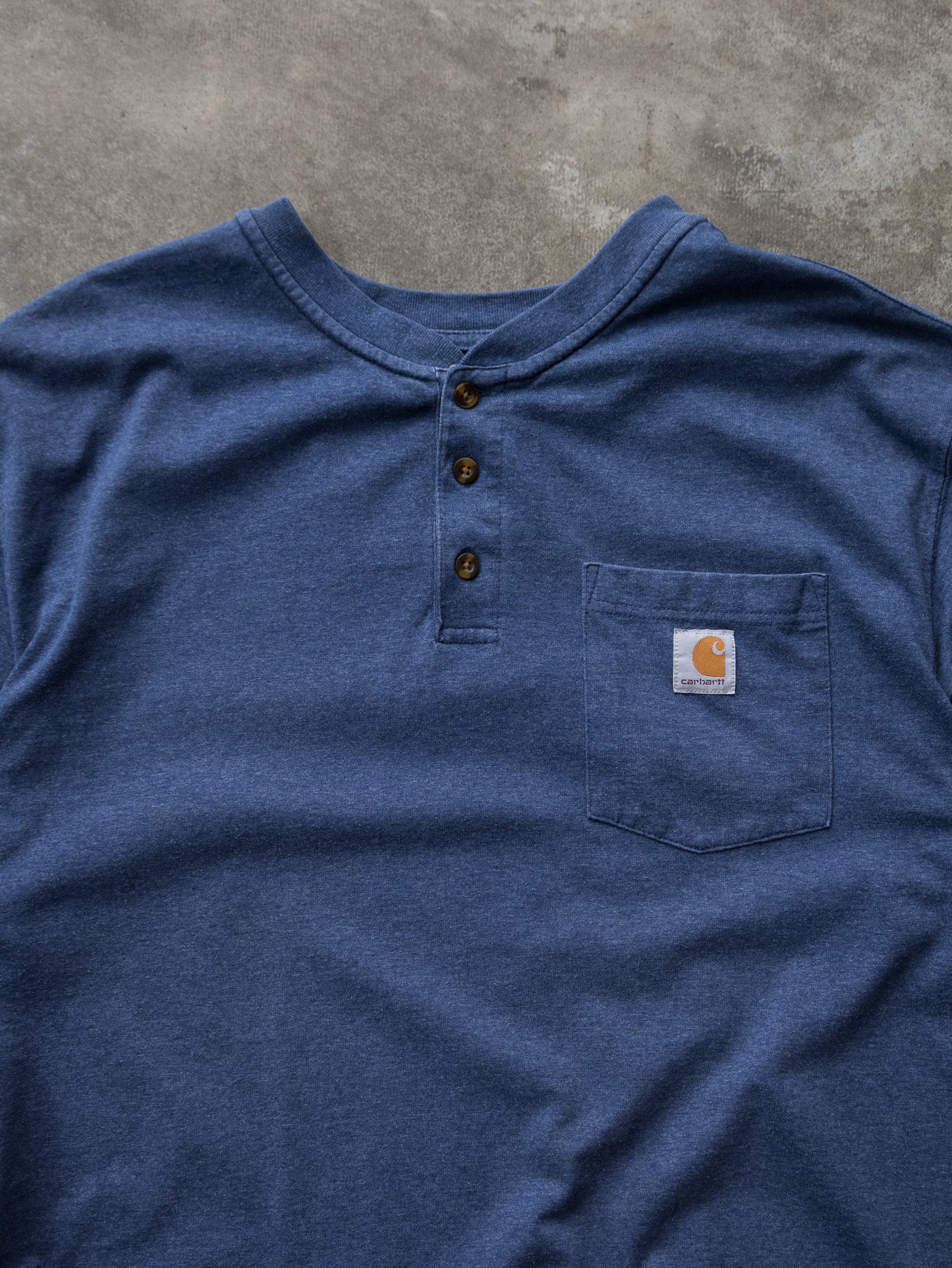 Vintage Blue Carhartt Henley Tee (XL)