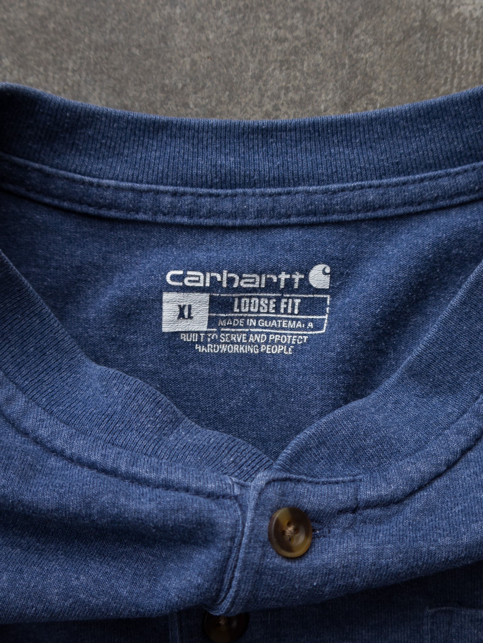 Vintage Blue Carhartt Henley Tee (XL)