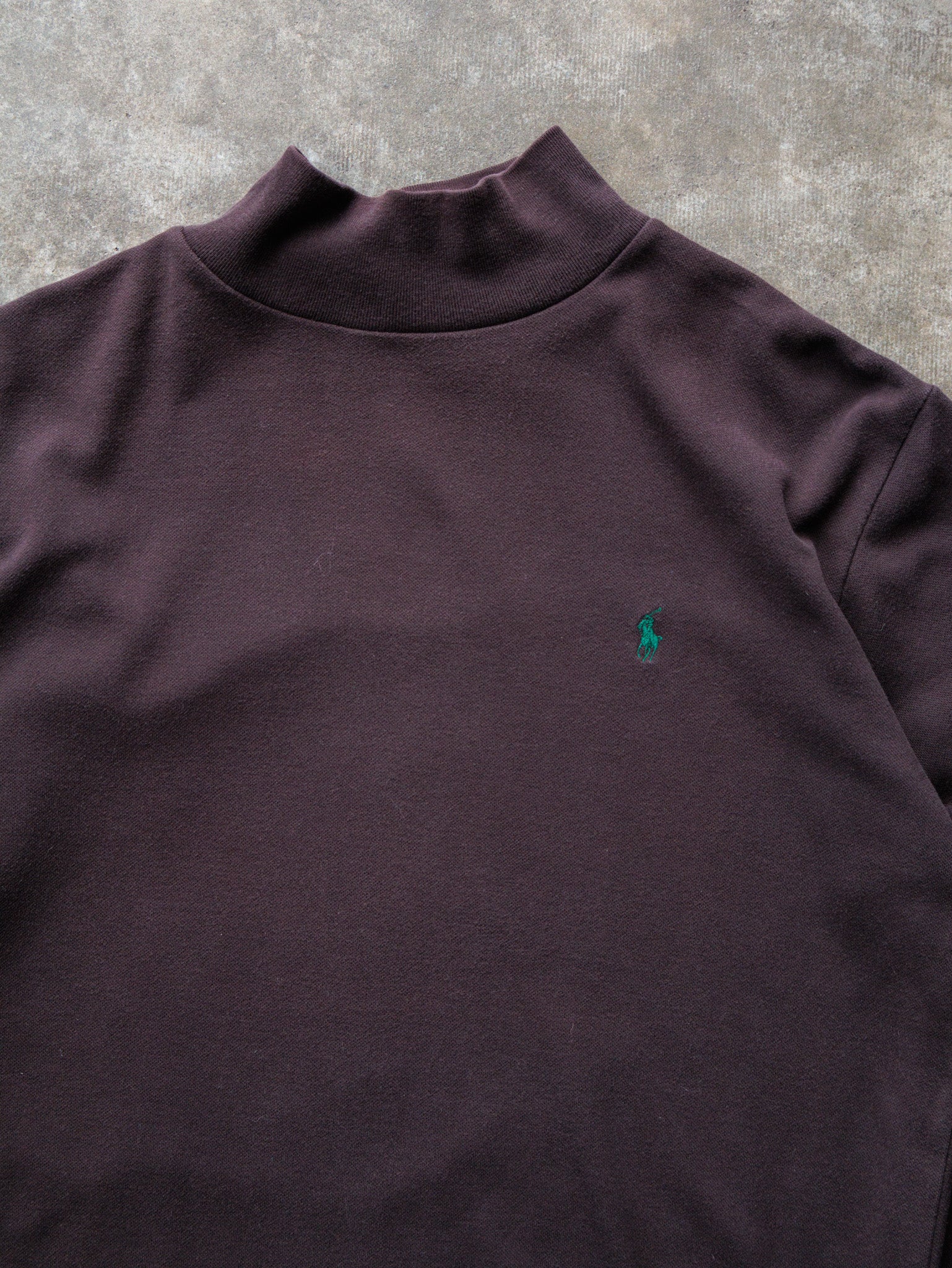Vintage 90s Brown Ralph Lauren Mock Neck Long Sleeve (S)