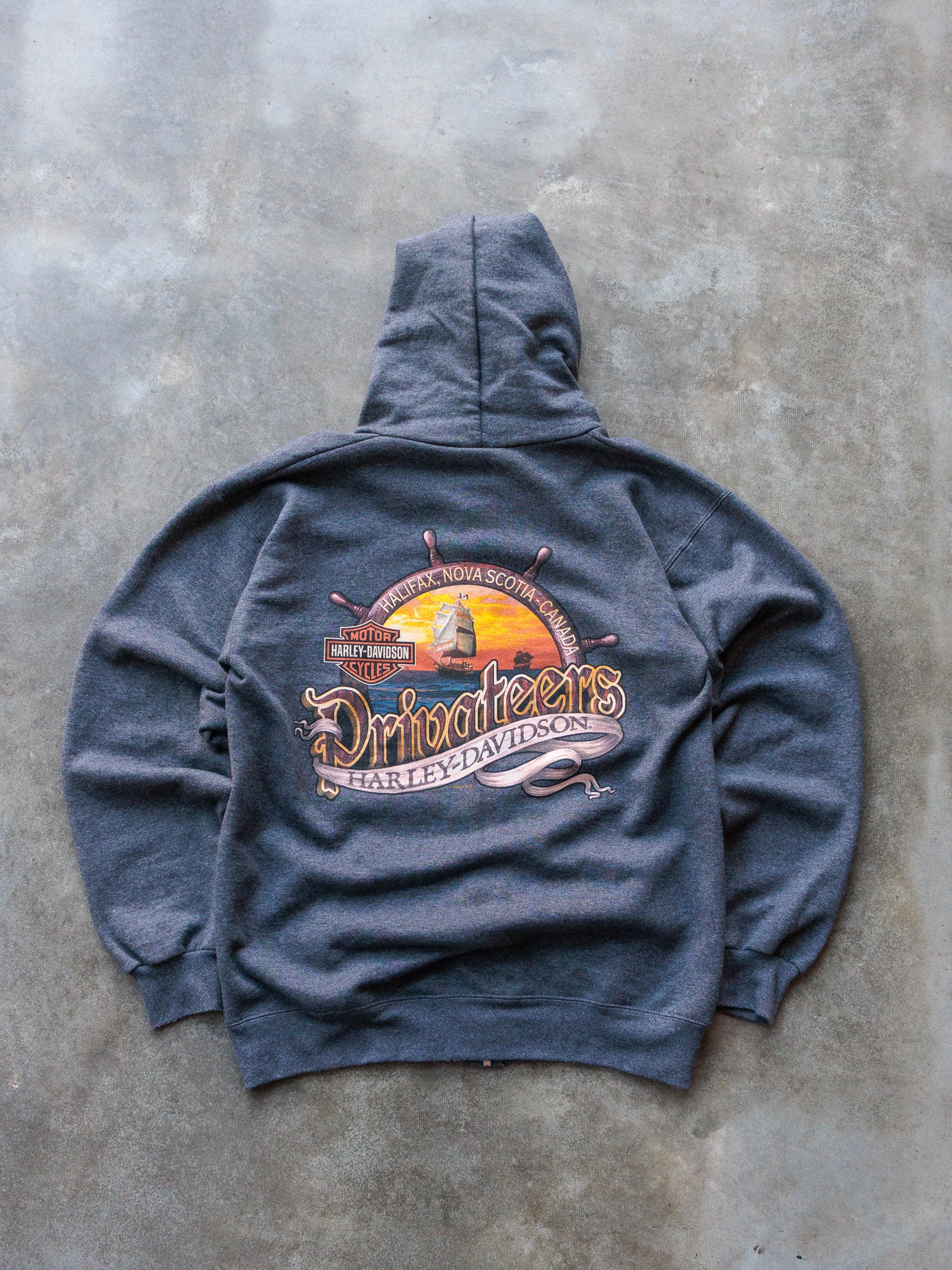 Vintage 2007 Grey Harley-Davidson Zip Hoodie (S)