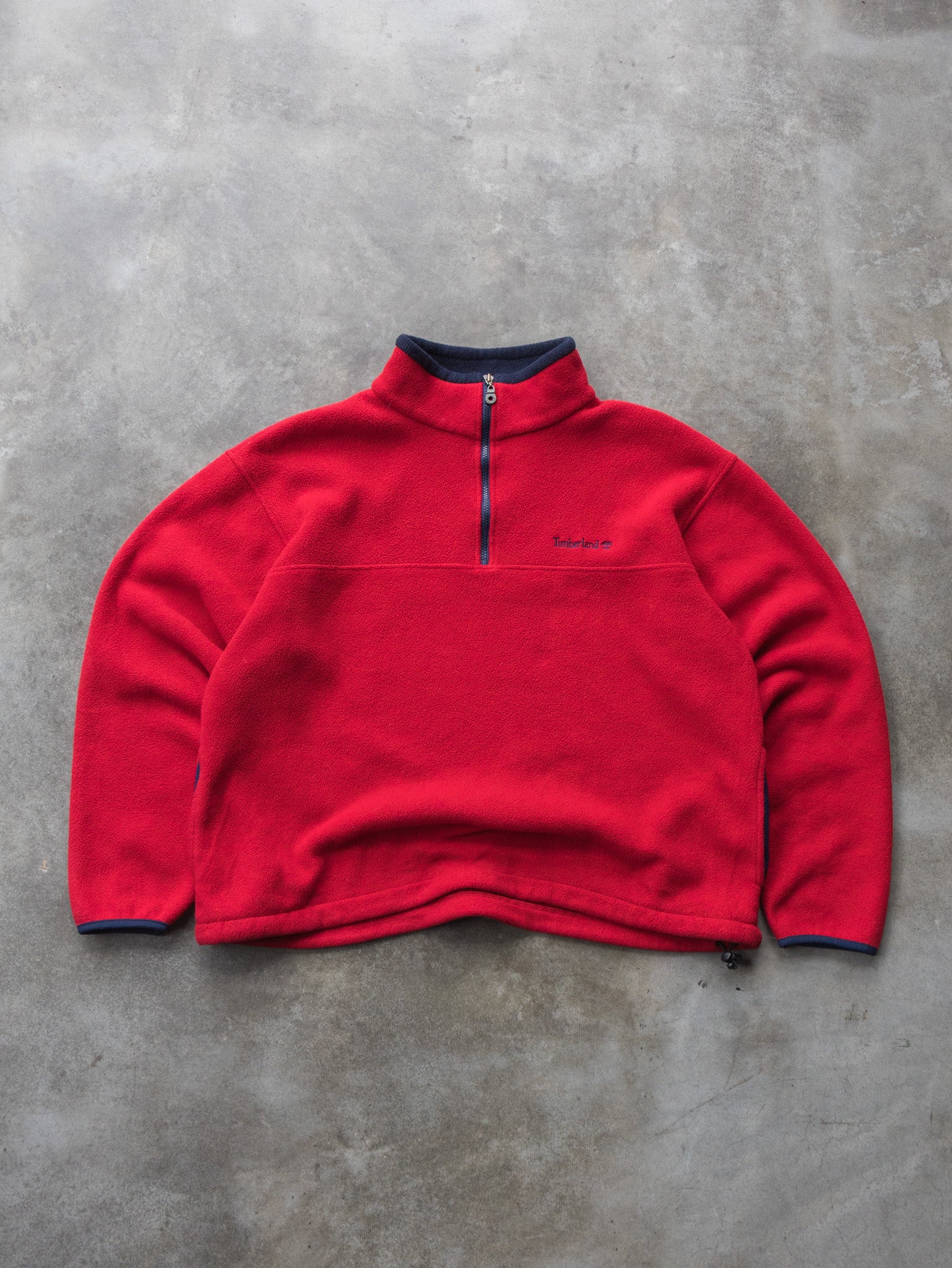 Vintage 90s Red Timberland Half Zip Fleece Sweatshirt (L)