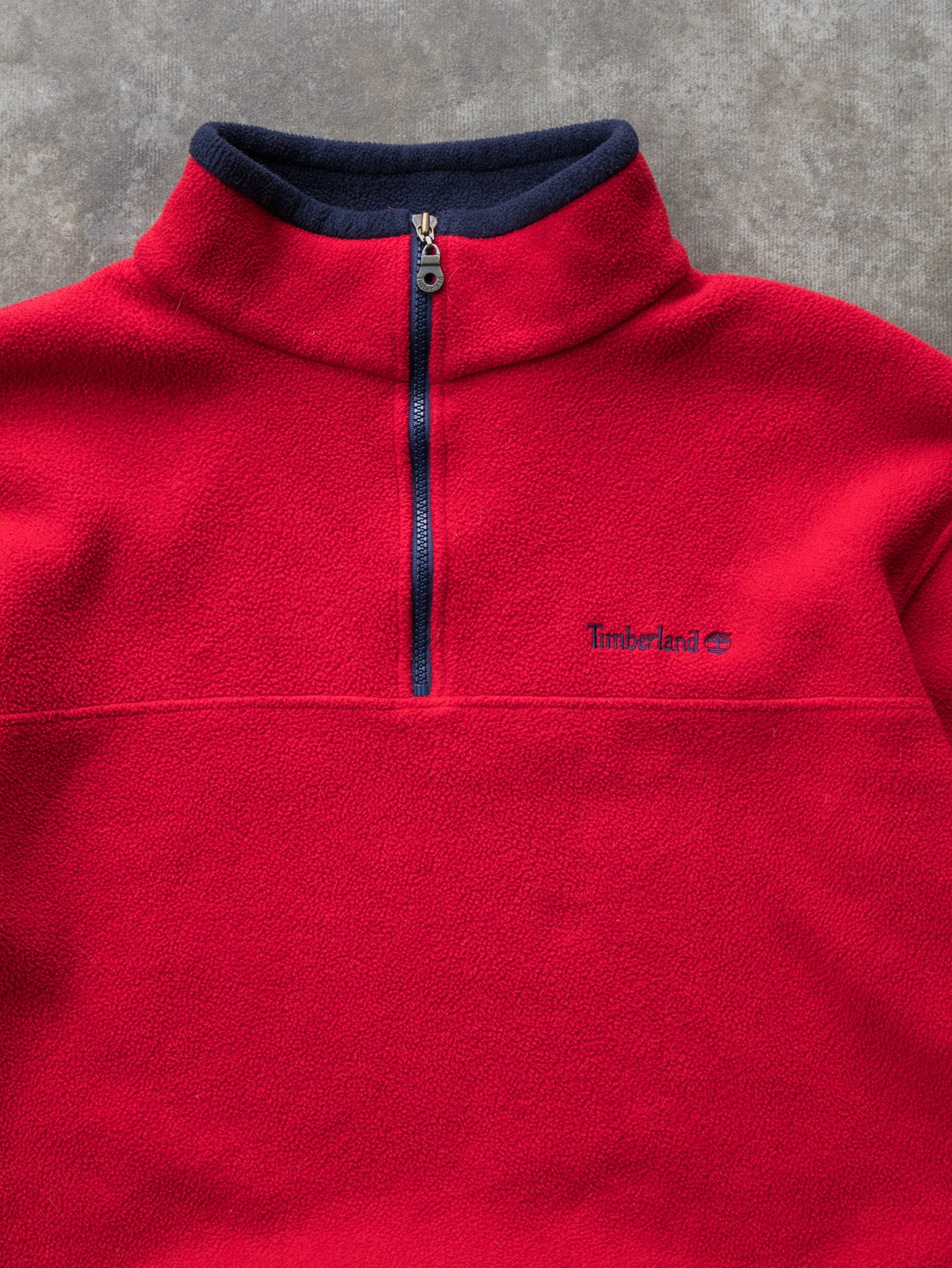 Vintage 90s Red Timberland Half Zip Fleece Sweatshirt (L)