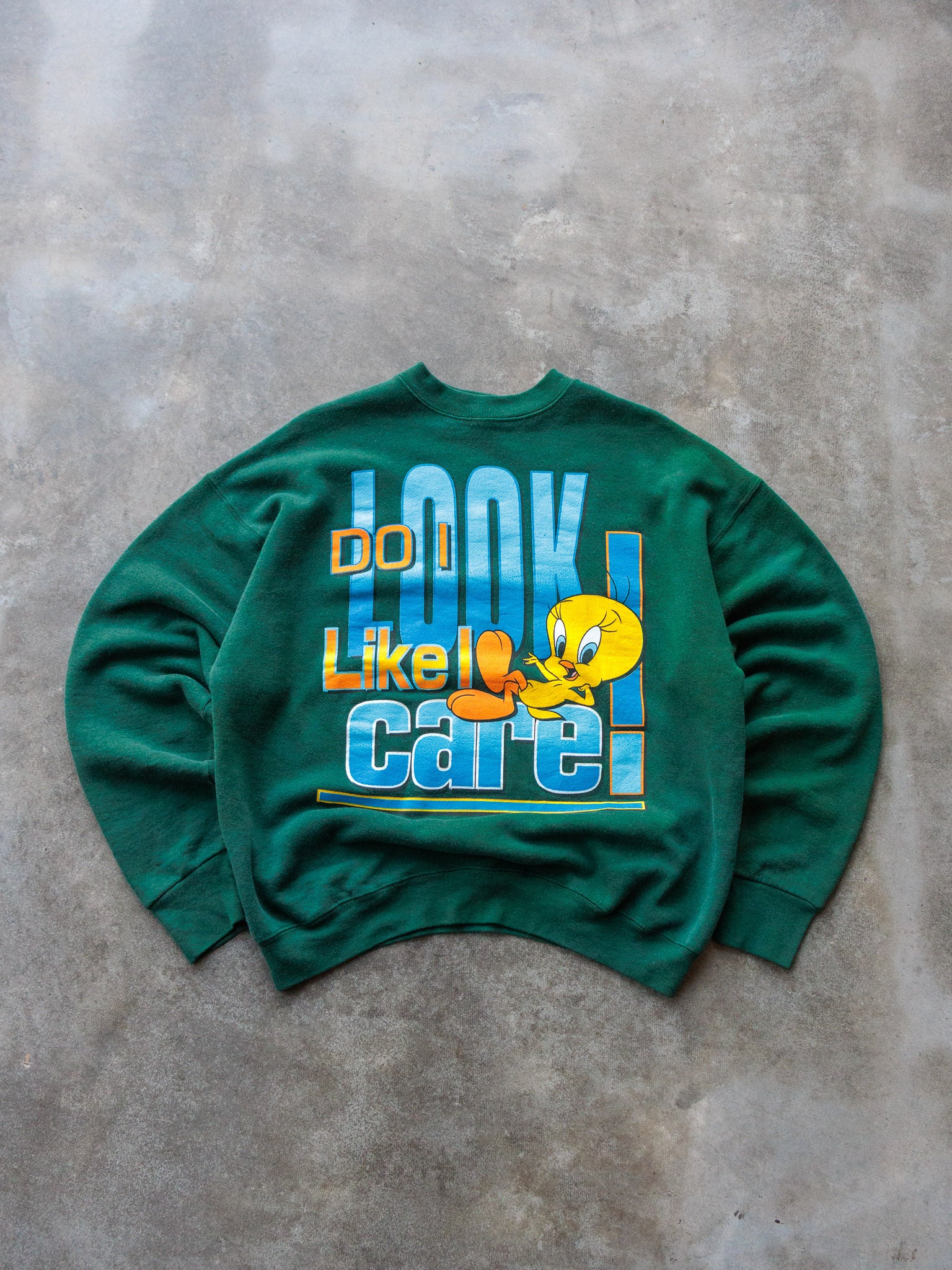 Vintage Tweety Bird "Do I Look Like I Care!" Sweatshirt (L)