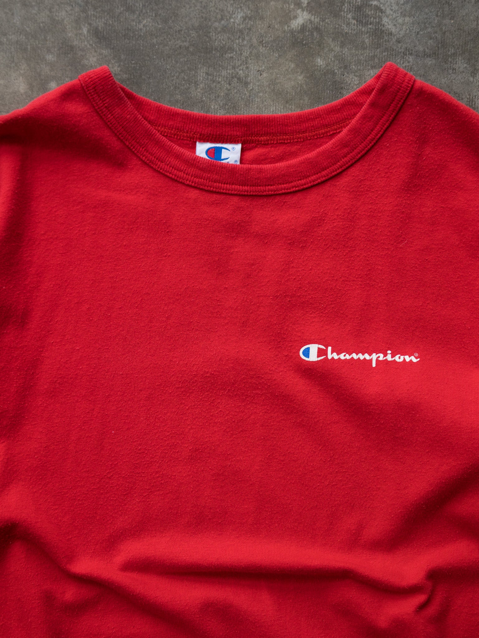 Vintage 90s Red Champion Spell Out Tee (XL)