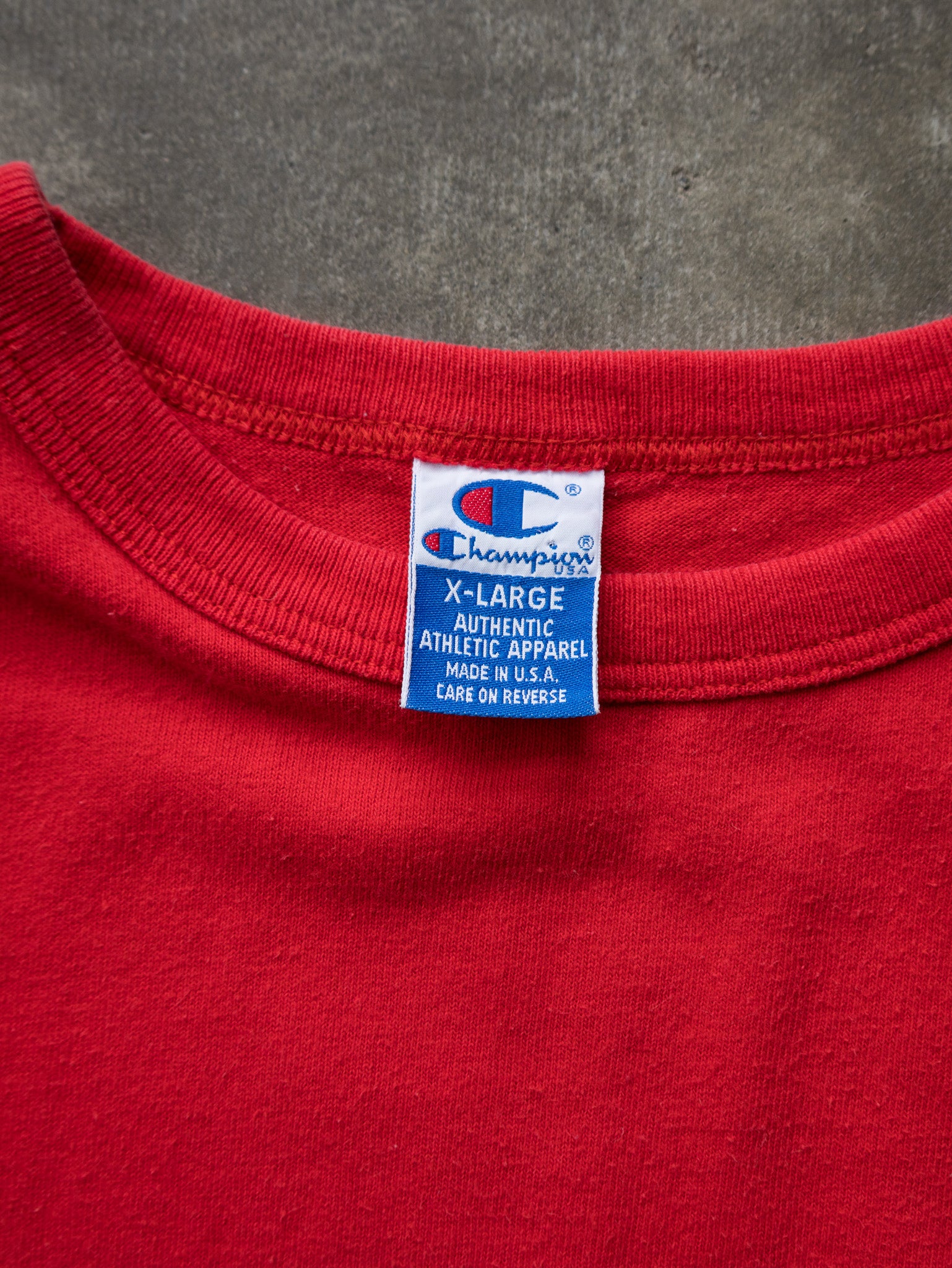 Vintage 90s Red Champion Spell Out Tee (XL)