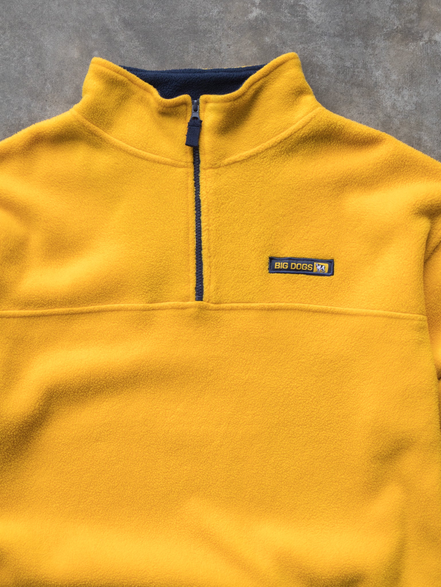 Vintage 90s Yellow Big Dogs Zip Fleece Sweatshirt (XL)