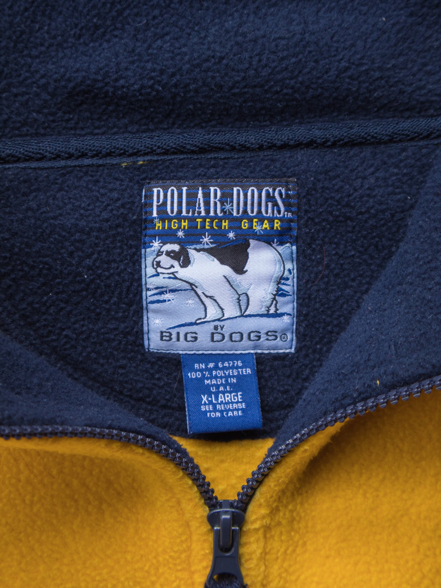 Vintage 90s Yellow Big Dogs Zip Fleece Sweatshirt (XL)