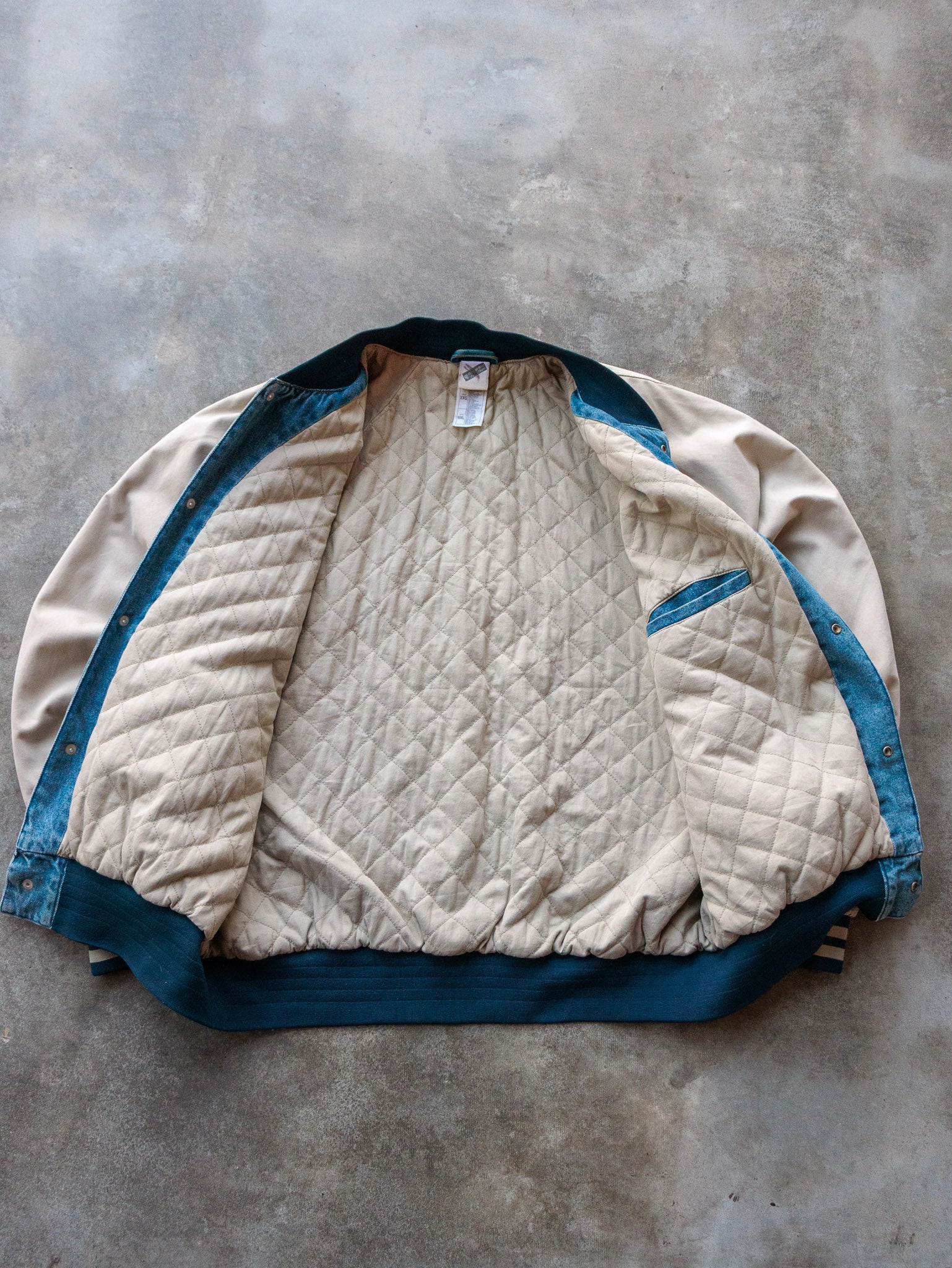 Vintage 90s Blue & Cream Warner Bros. Varsity Jacket (2XL)