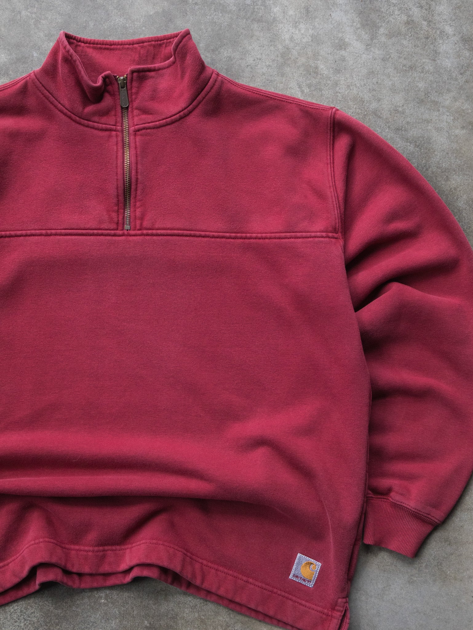 Vintage 00s Burgundy Carhartt Zip Sweatshirt (L)
