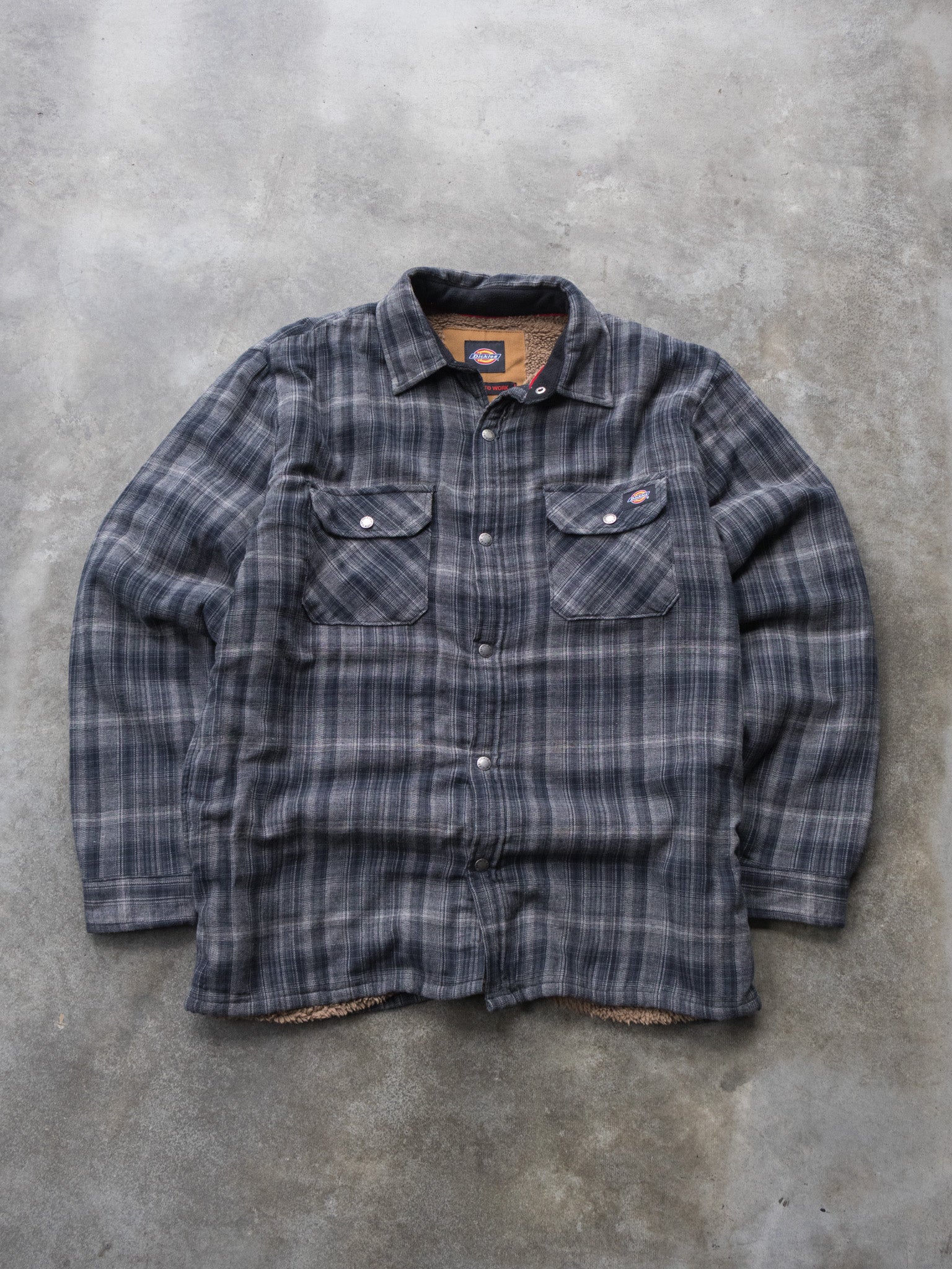 Vintage Grey Plaid Dickies Shirt Jacket (L)