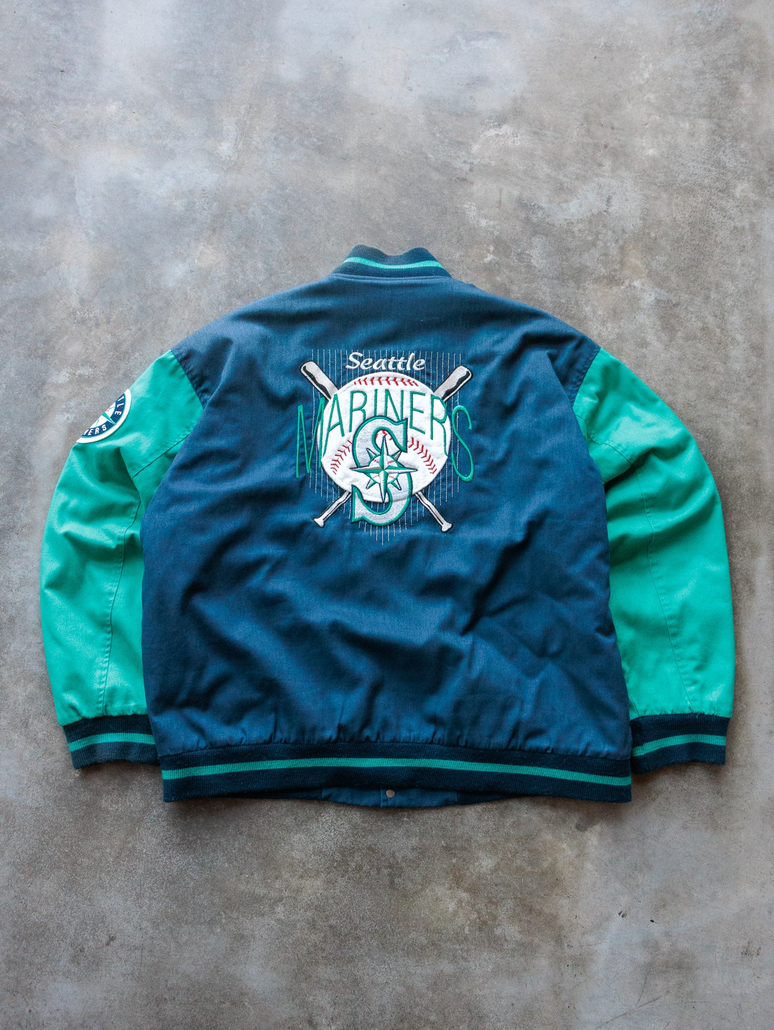 Vintage 90s Blue Seattle Mariners Varsity Jacket (2XL)