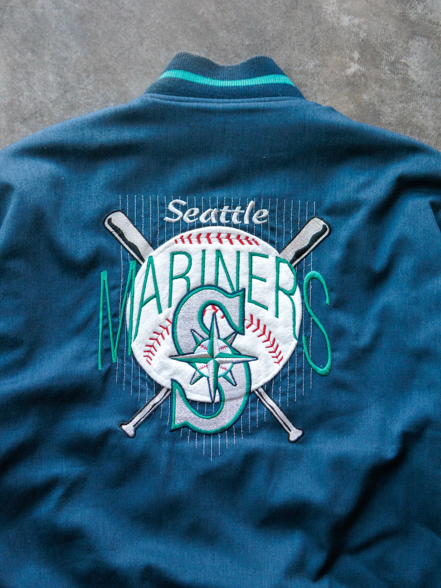 Vintage 90s Blue Seattle Mariners Varsity Jacket (2XL)