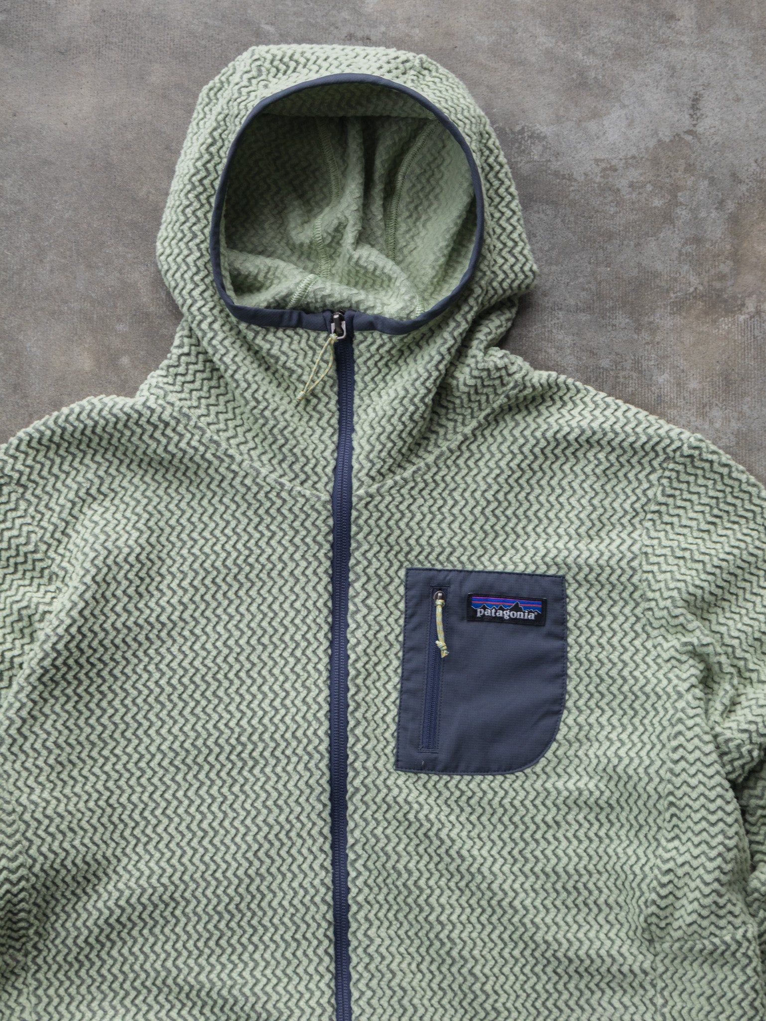 Vintage Green Patagonia Full Zip Fleece Hoodie (XL)