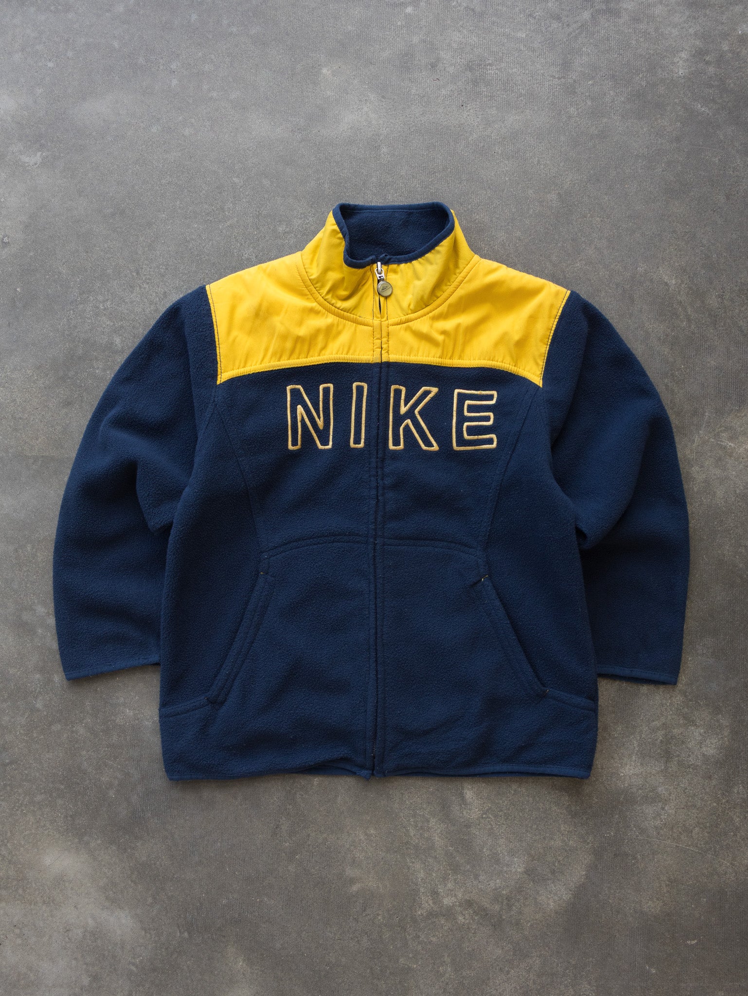 Vintage Nike Navy & Yellow Fleece Jacket (7Y)