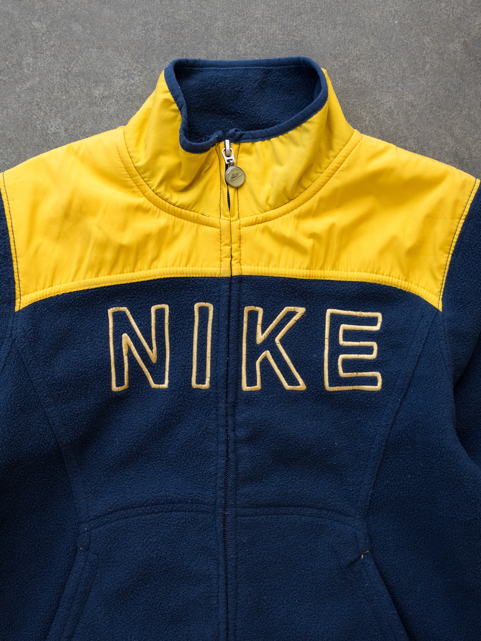 Vintage Nike Navy & Yellow Fleece Jacket (7Y)