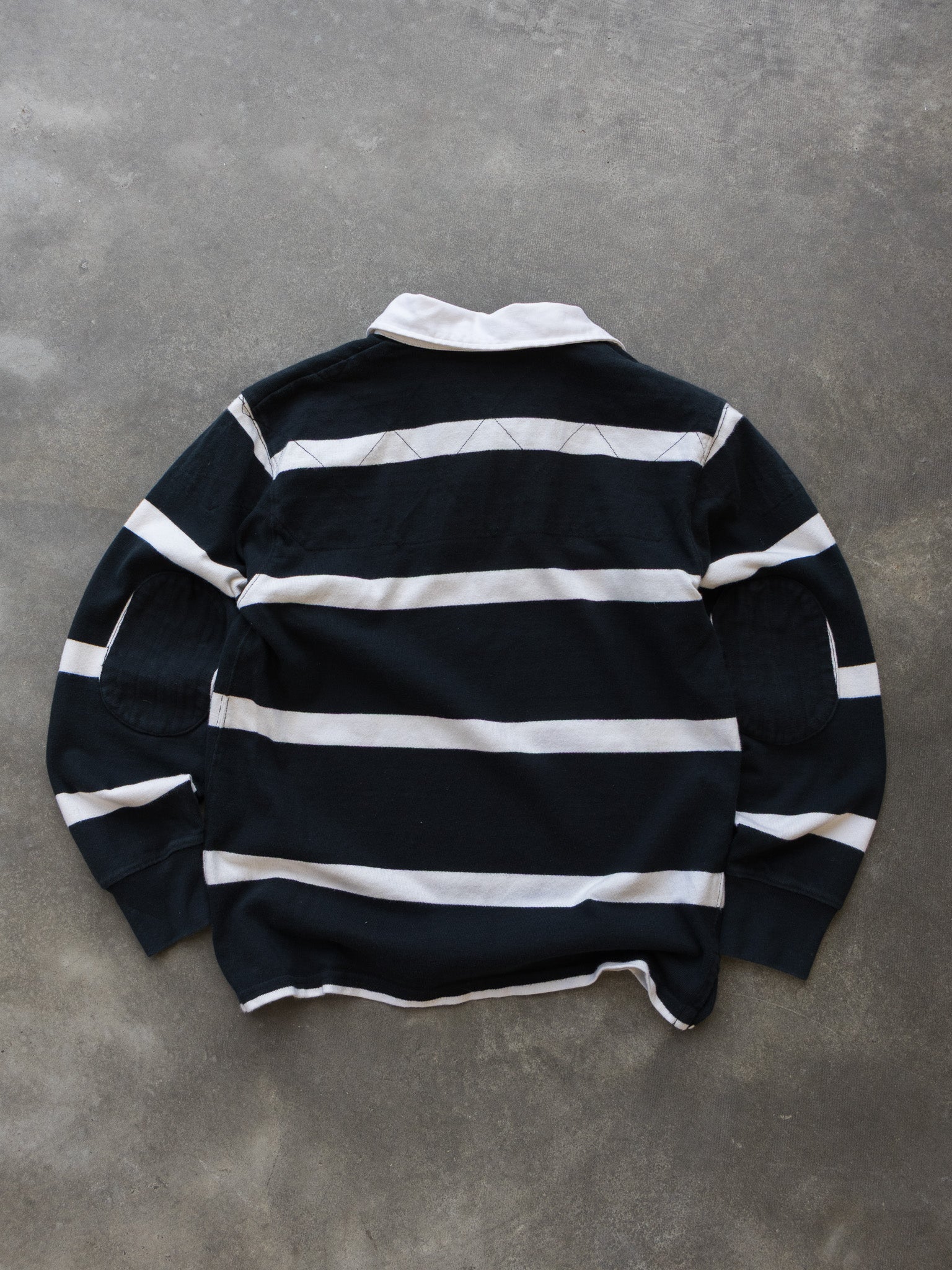 Vintage Ralph Lauren Black & White Striped Rugby Shirt (12–14Y)